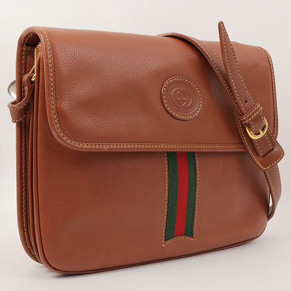 GUCCI ロゴエンボスシェリーラインショルダーバッグ ブラウン｜VINTAGE 