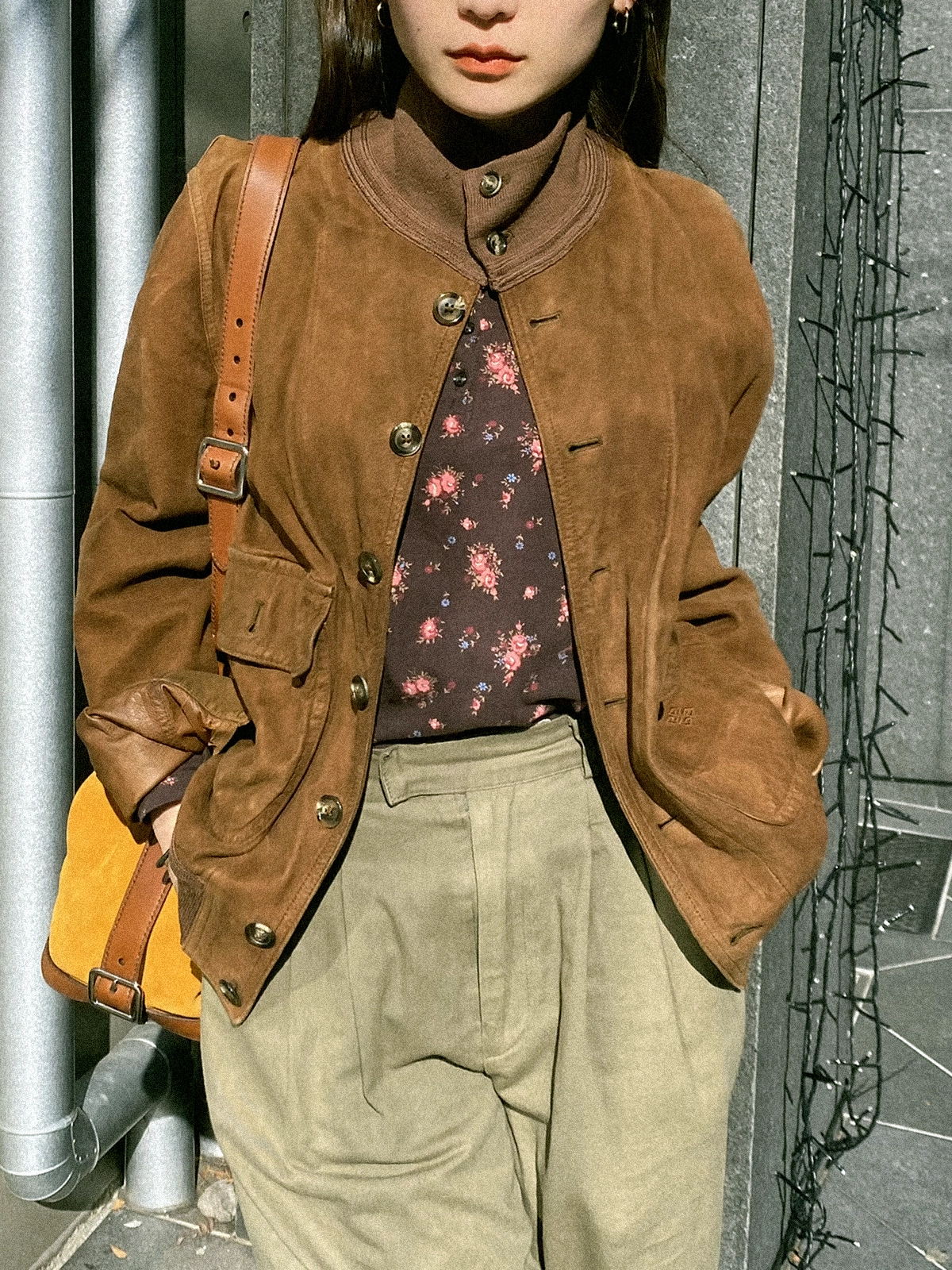 GIVENCHY ロゴステッチレザージャケット ブラウン｜VINTAGE QOO