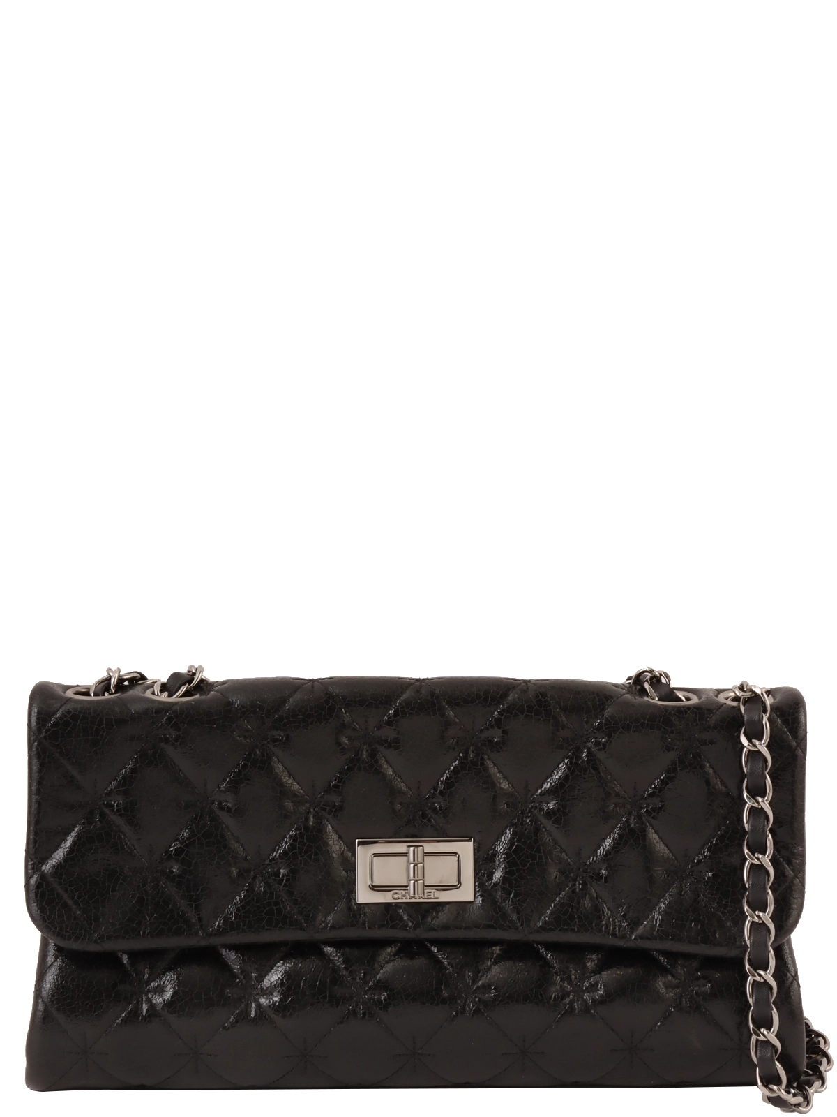VINTAGE●CHANEL●シャネル ブラック チェーンショルダーバッグ シャネル Vステッチ Wチェーン ショルダーバッグ ブラック