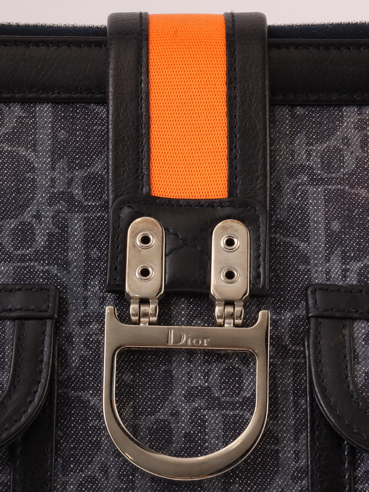 DIOR フライトライントロッターパターンハンドバッグ ネイビー