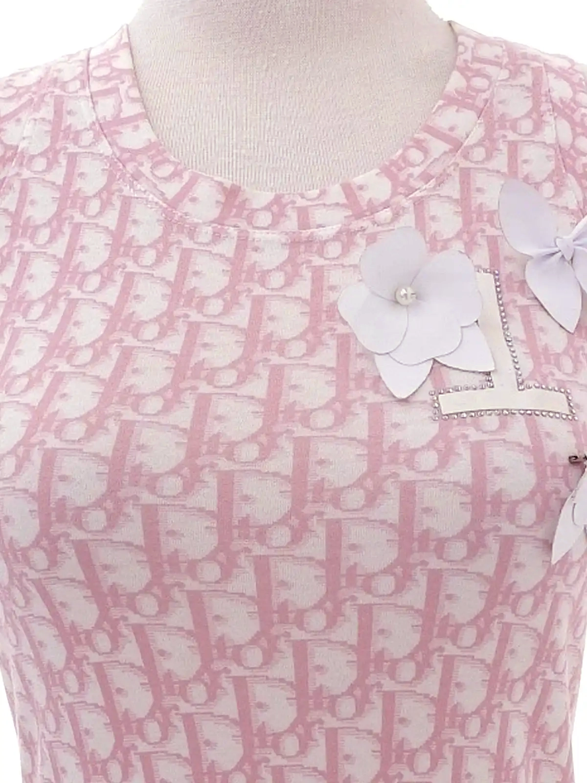 DIOR フラワーラインストーントロッターパターンノースリーブ