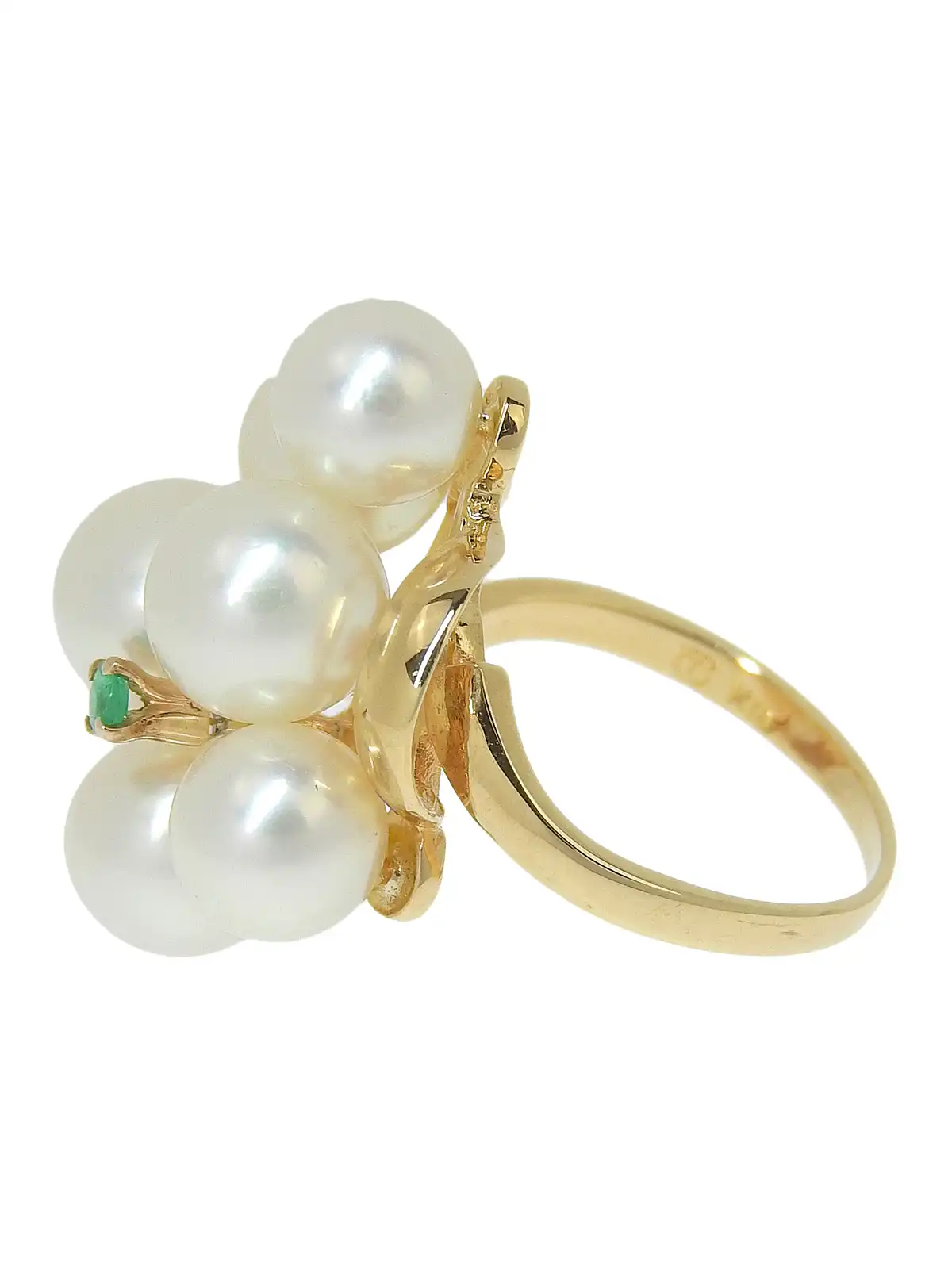 Vintage 18k Yellow and White Gold Emerald Solitaire Ring