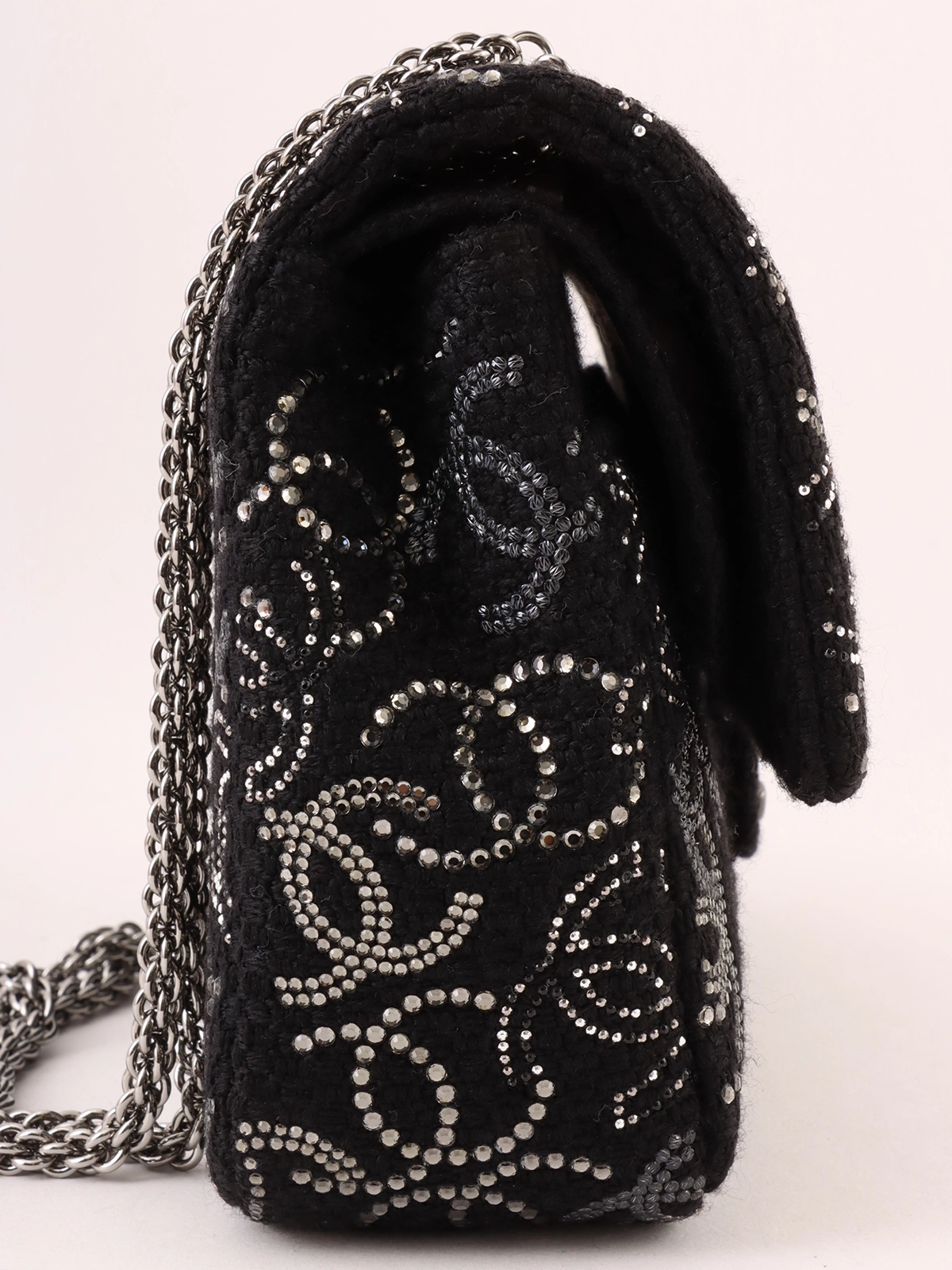 CHANEL CC BLACK LOGO LETTER PRINT VINTAGE MAXI JUMBO FLAP
