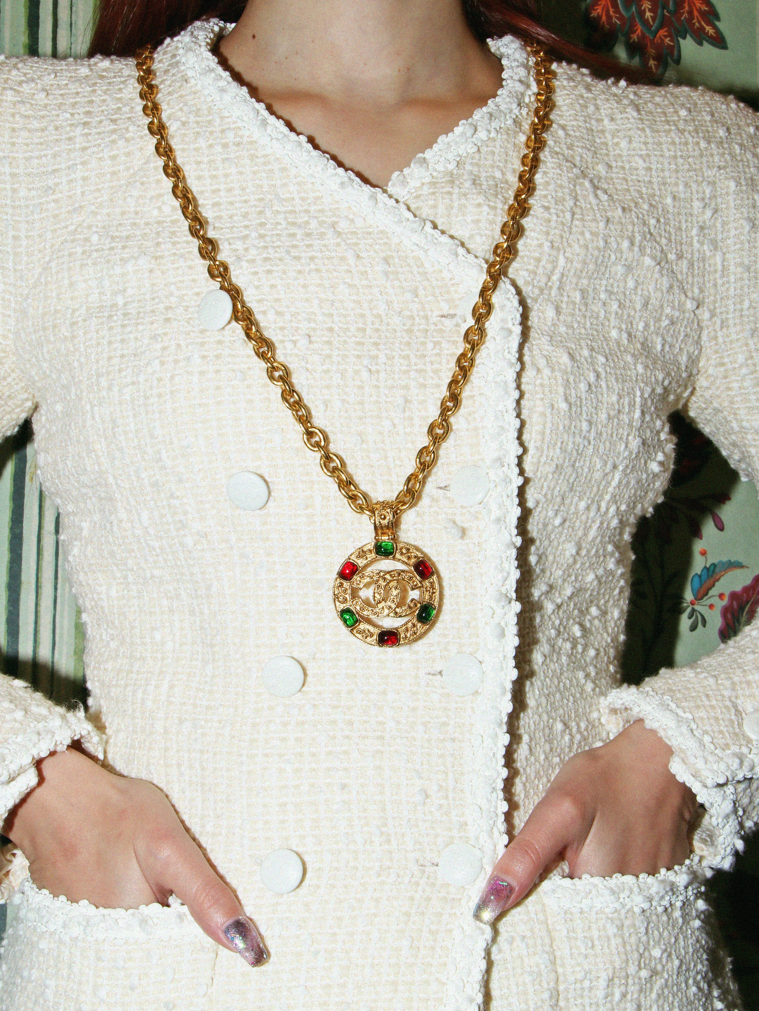 CHANEL 2003年製 クロスボーンCCマークネックレス ゴールド