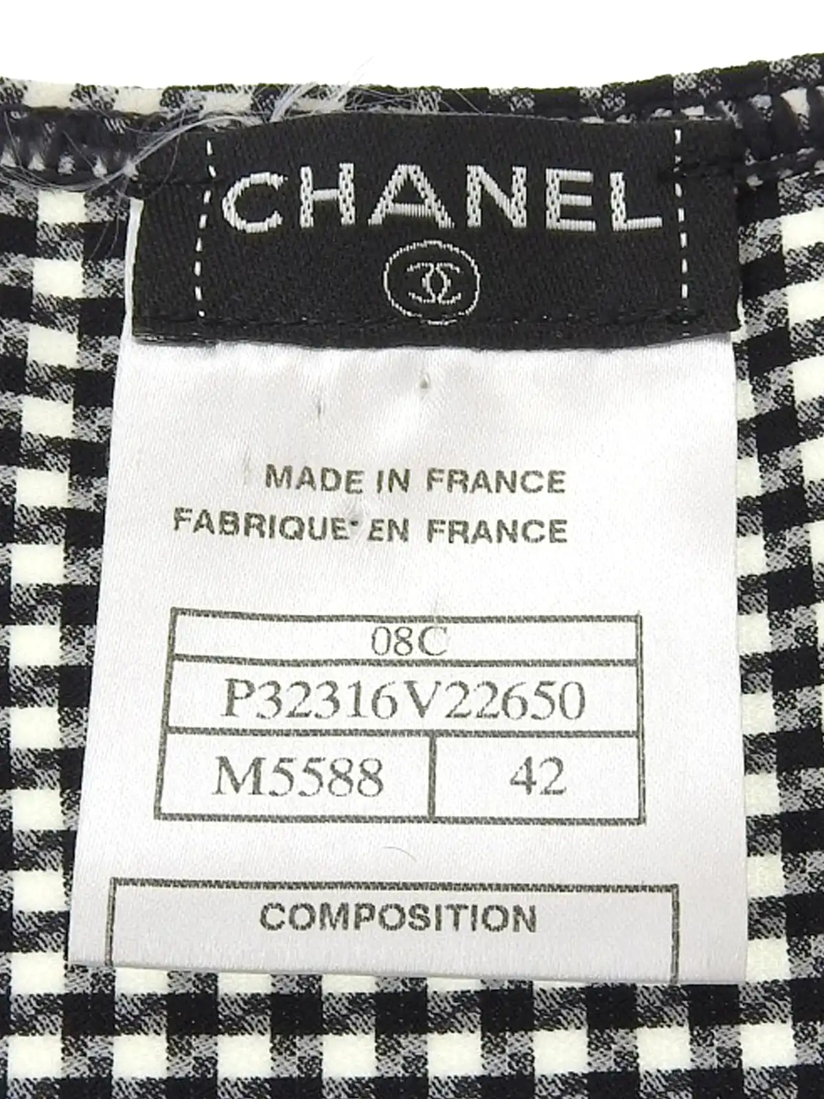CHANEL 2008年製 チェックパターンCCマークノースリーブトップス