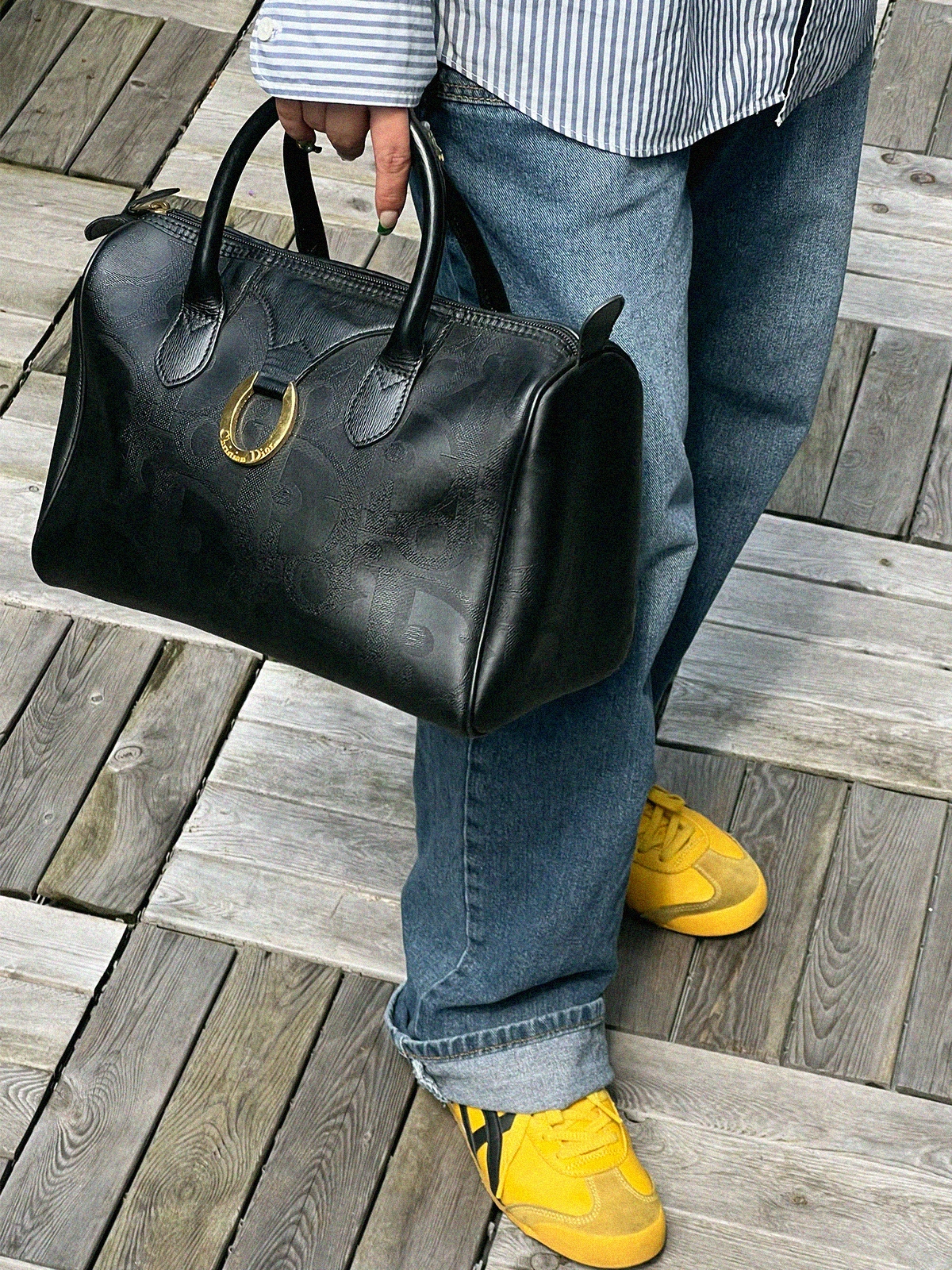 DIOR トロッターパターンボストンバッグ ネイビー｜VINTAGE QOO