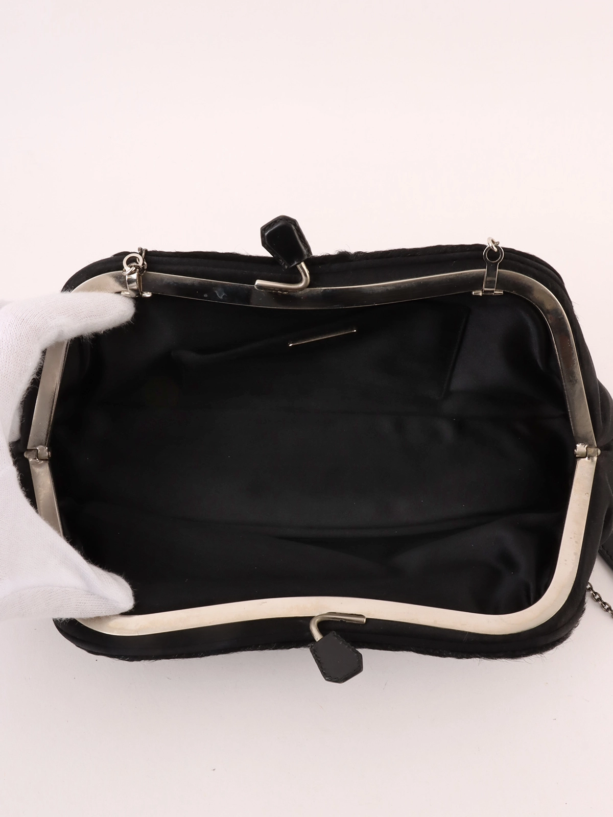 PRADA ハラコロゴプレートがま口2wayバッグ ブラック｜VINTAGE