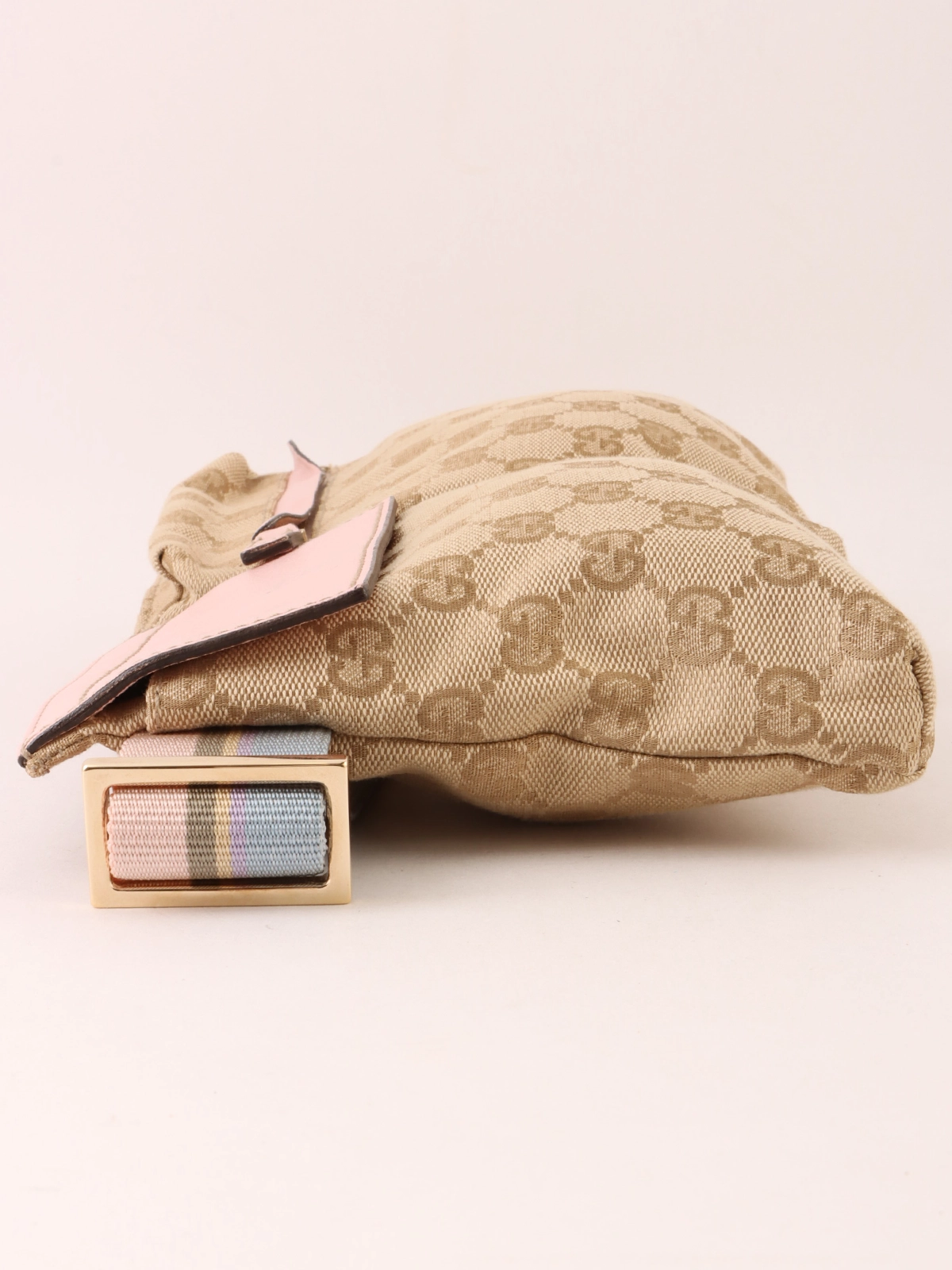 ★決算特価商品★ GUCCI ベージュ／ピンク キャンバスGGパターンウエストポーチ バッグ