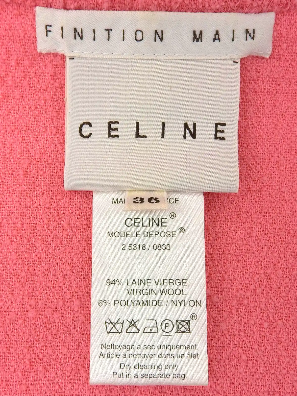 CELINE ラウンドカラーロゴボタンジャケット ピンク｜VINTAGE