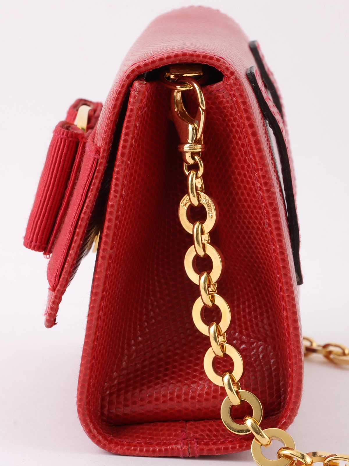 SALVATORE FERRAGAMO リザードパターンヴァラリボンミニ