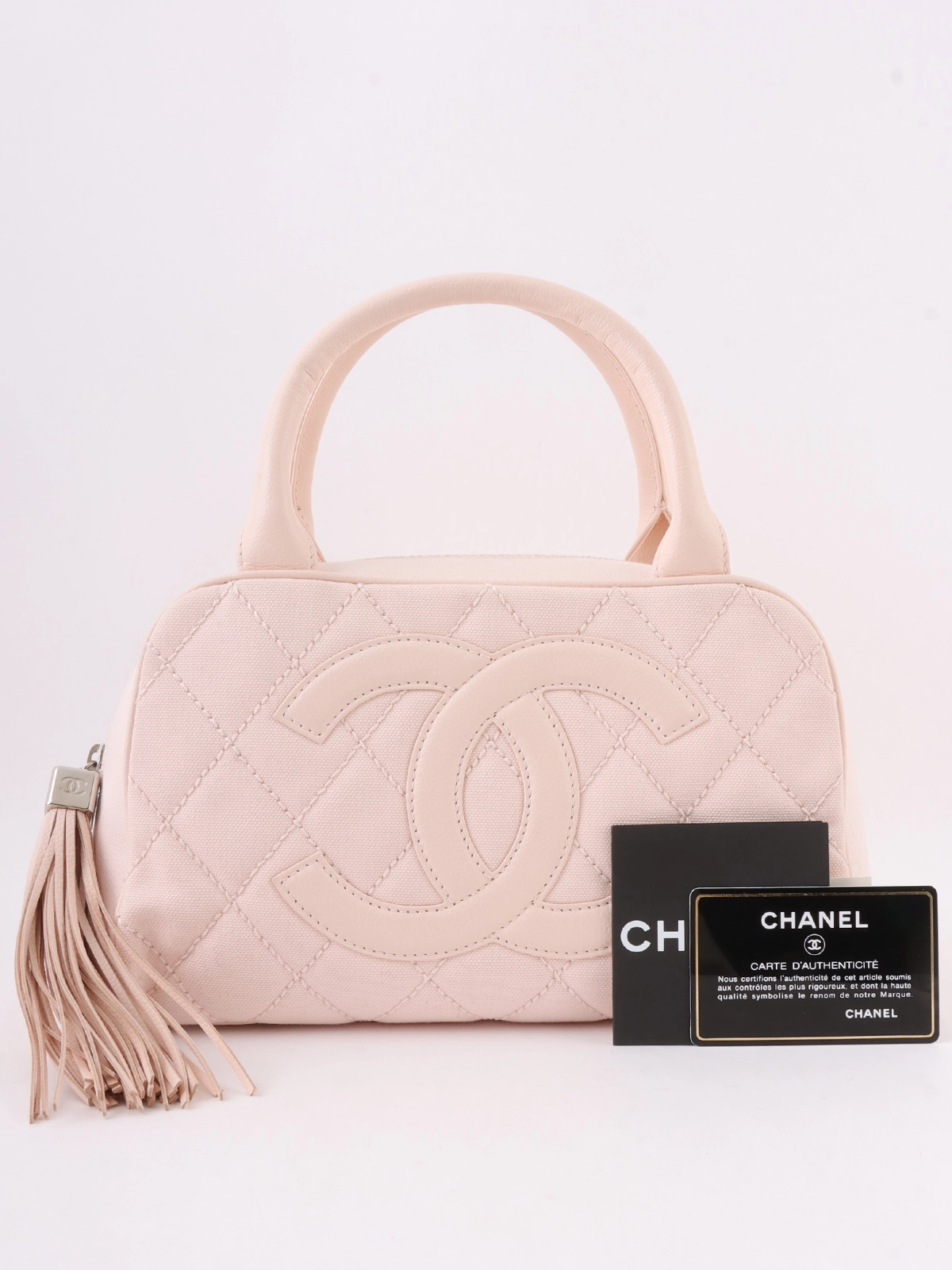 CHANEL 2004年頃製 キャンバスキャビアスキンコンビCCマークミニ