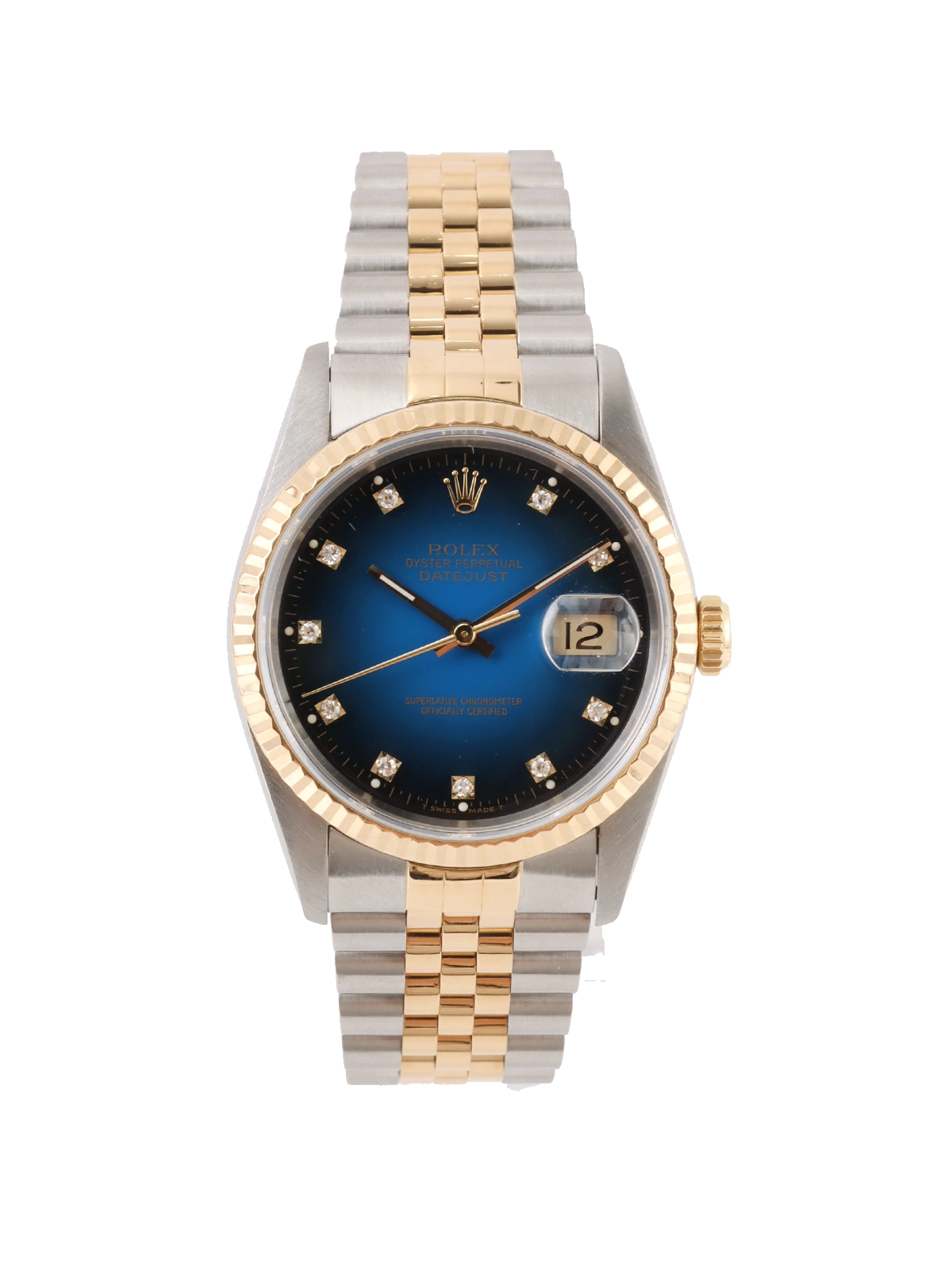 驚きの価格 ROLEX 10Pダイヤモンドデイトジャスト ゴールド／ブルー 時計