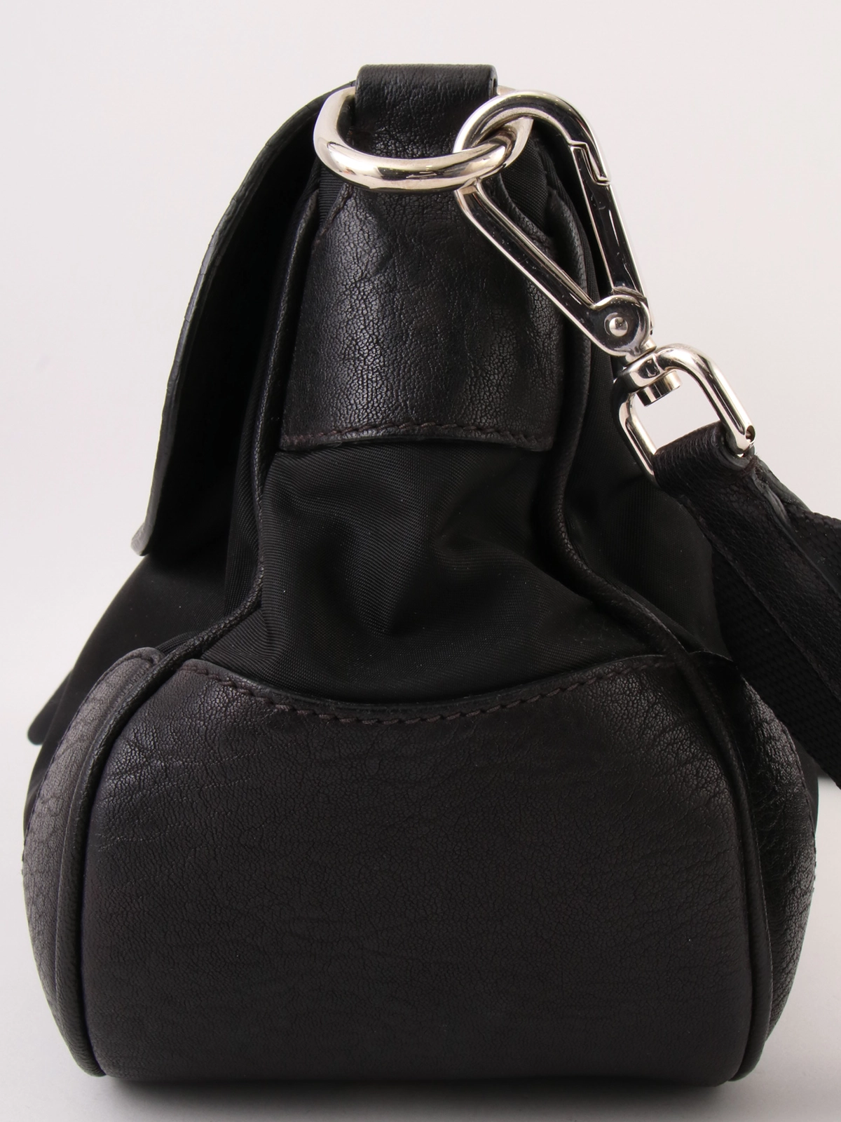 ［VINTAGE] PRADA レザー ショルダーバッグ ブラック★Aランク PRADA プラダ クロコ型押し ナイロン×レザー ショルダーバッグ