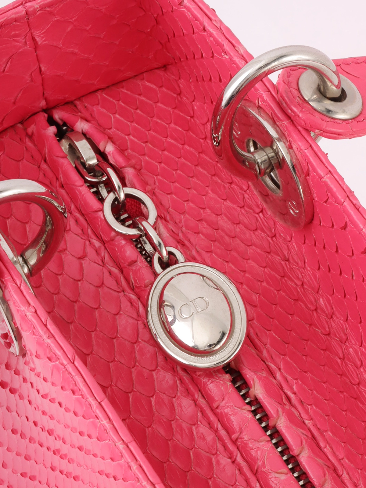 DIOR パイソンレディディオール2wayバッグM ピンク｜VINTAGE QOO