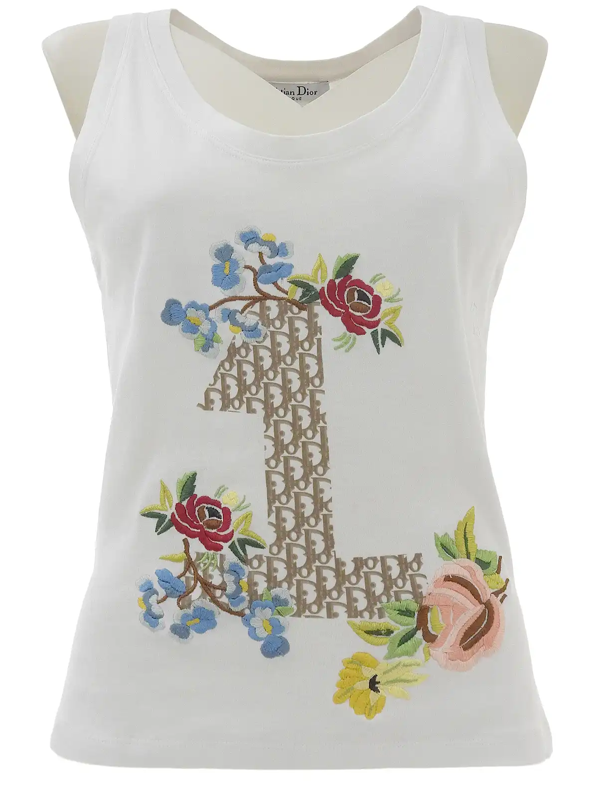 Dior - Dior ディオール　トロッター　ノースリーブ　Tシャツ DIOR フラワー刺繍トロッターノースリーブトップス ホワイト