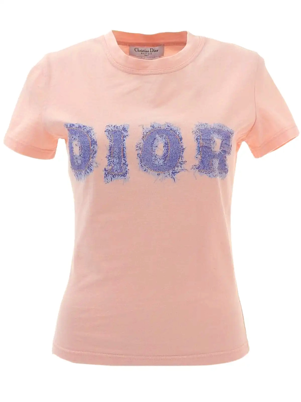 Christian Dior トロッター柄 フラワー刺繍 Vネックカットソー Christian Dior クリスチャンディオール 半袖Tシャツ