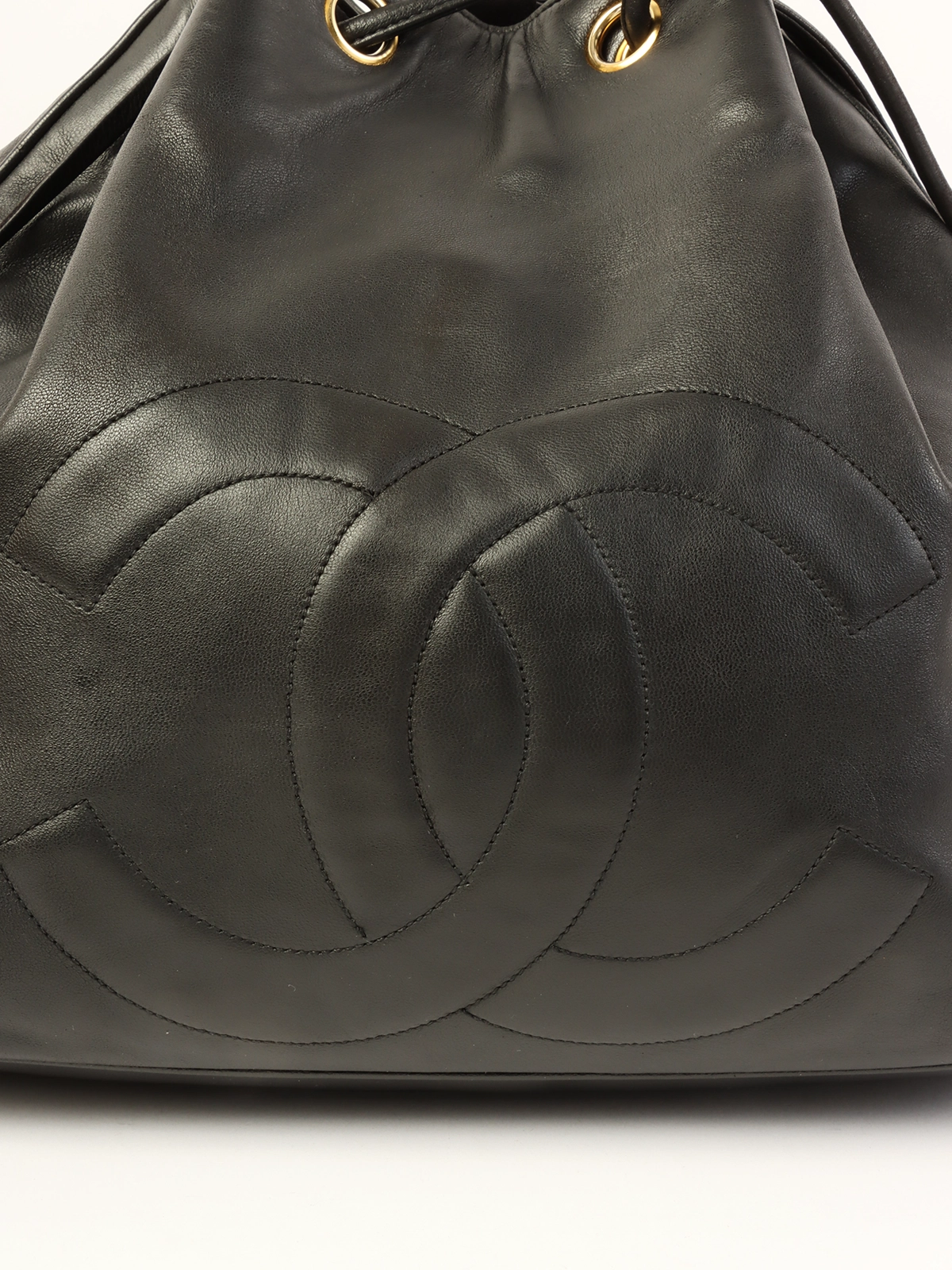 CHANEL 1997年頃製 CCマークステッチポーチ付き巾着バックパック