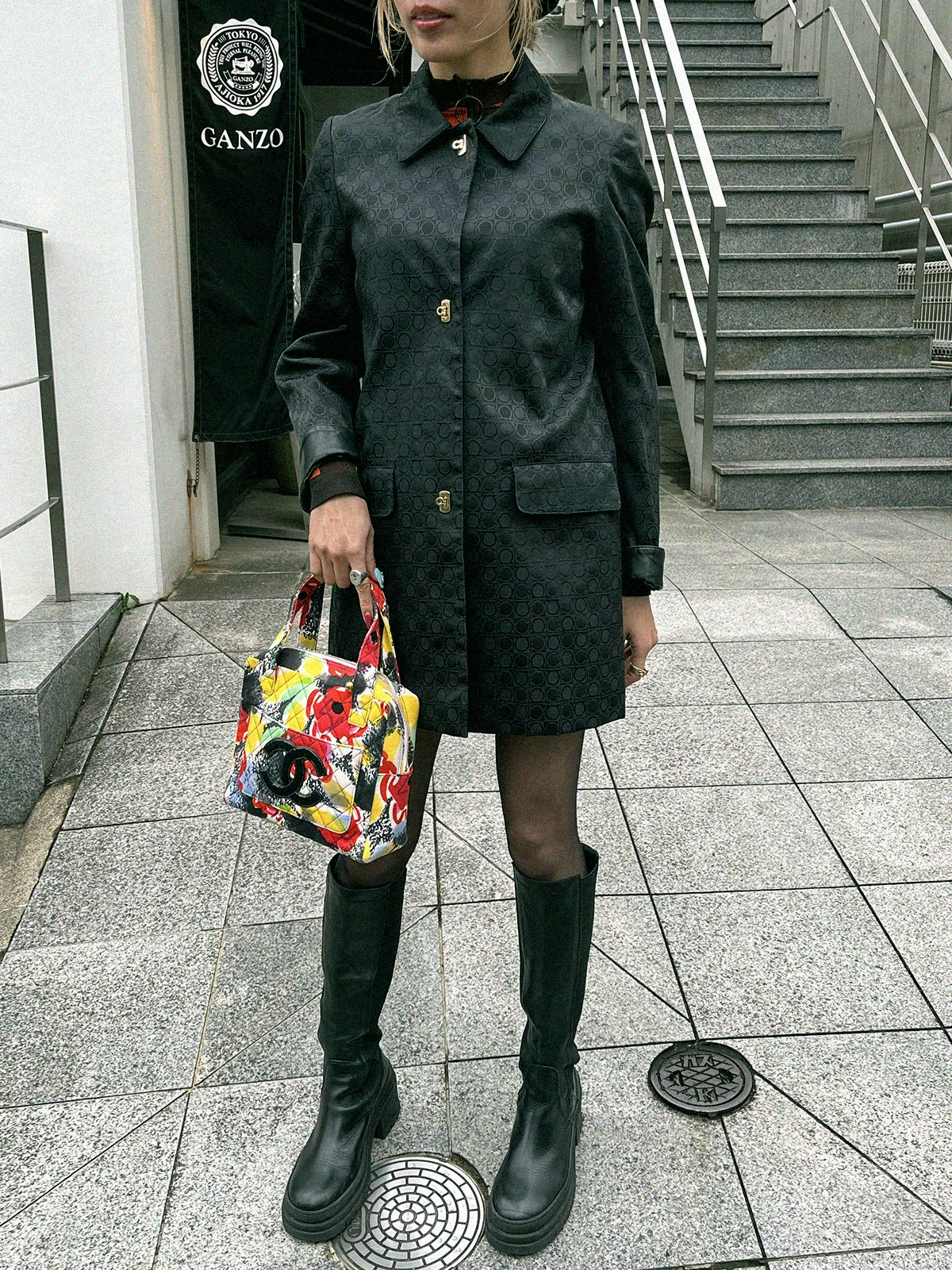 いいネット通販 - 全国送料無料でお届けします SALVATORE FERRAGAMO ガンチーニパターンレザーコンビコート ジャケット・アウター