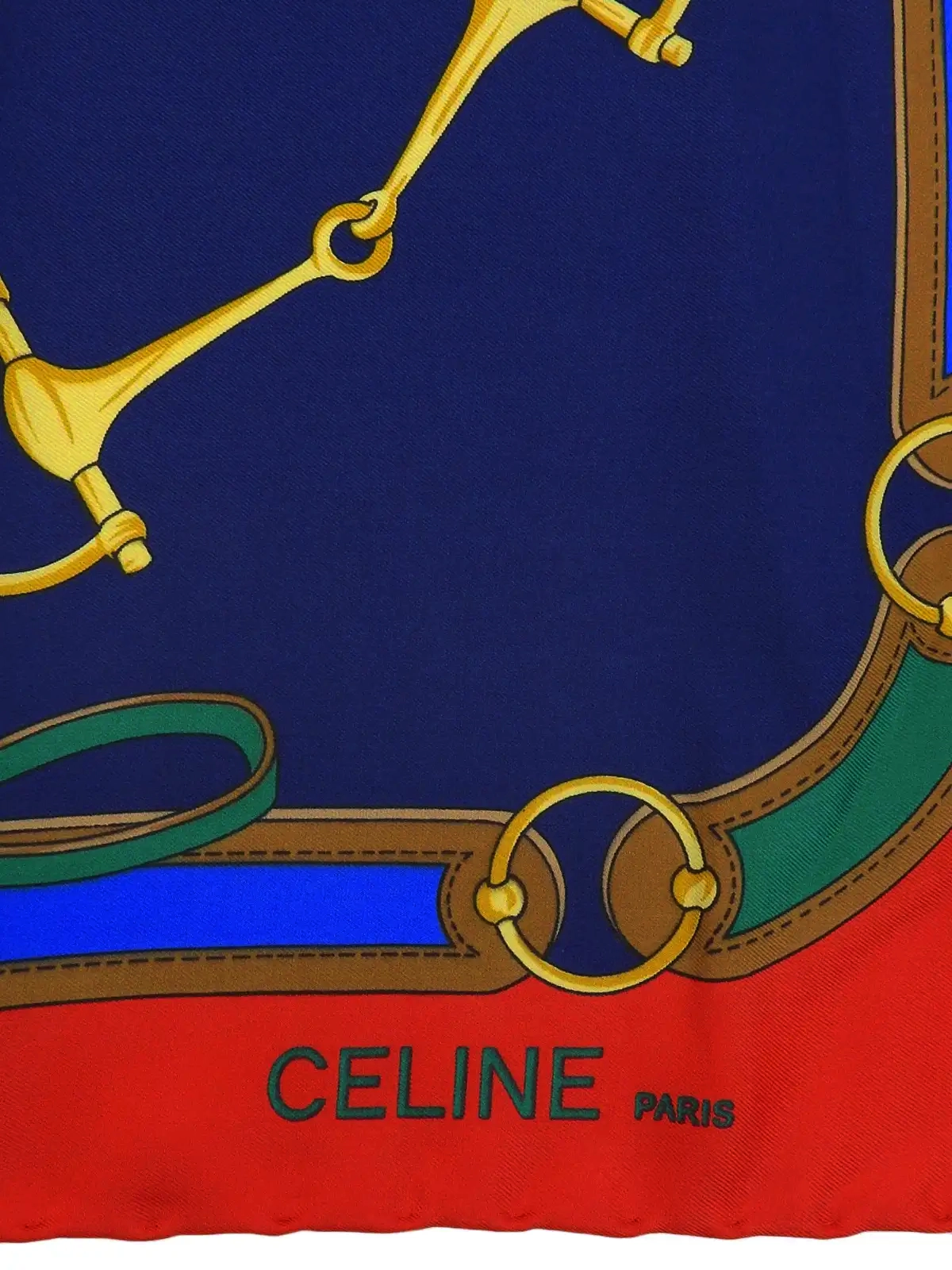 CELINE ホースビットパターンスカーフ ネイビー／レッド／マルチ