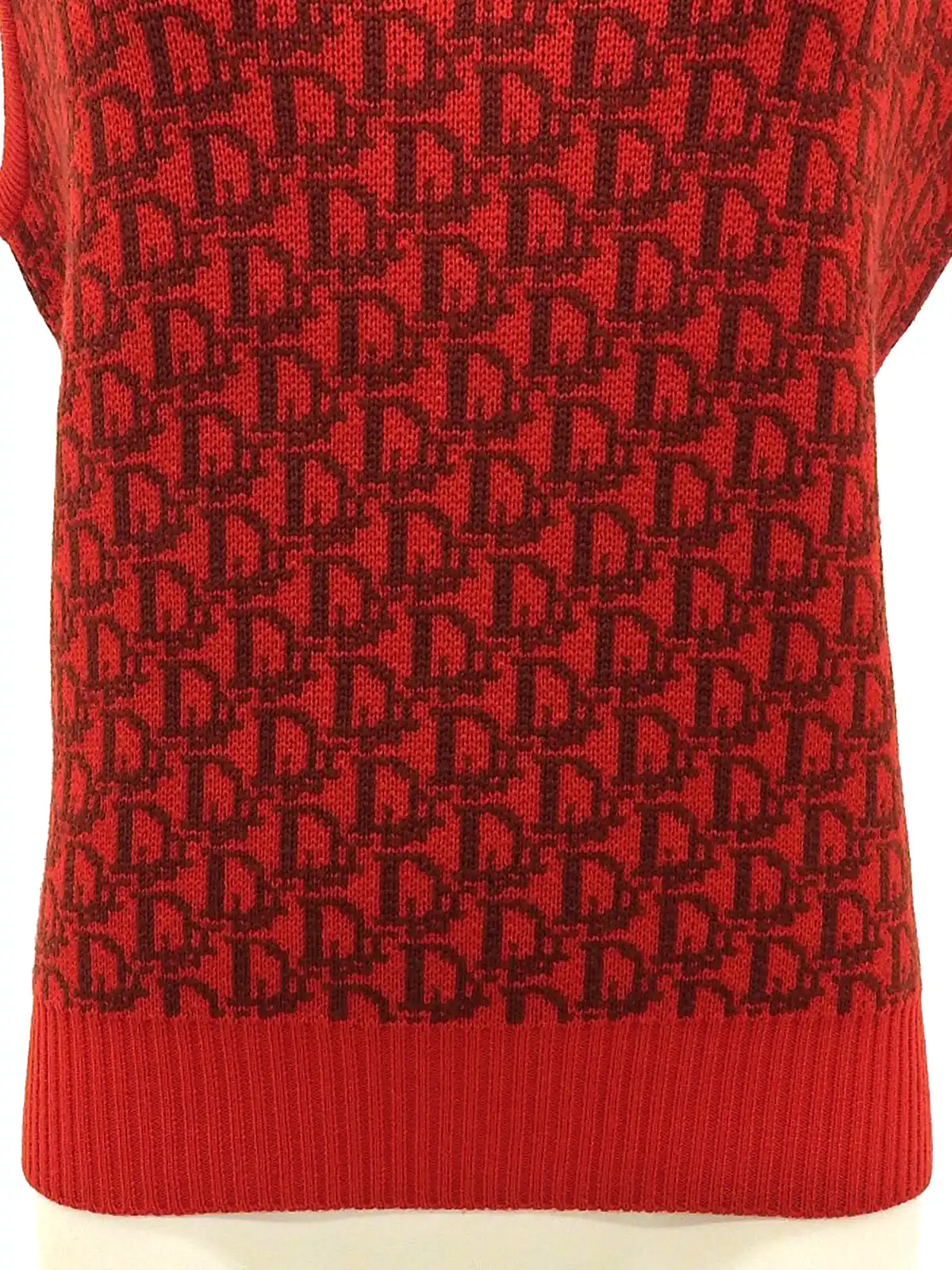 DIOR トロッターパターンニットベスト レッド／ブラウン