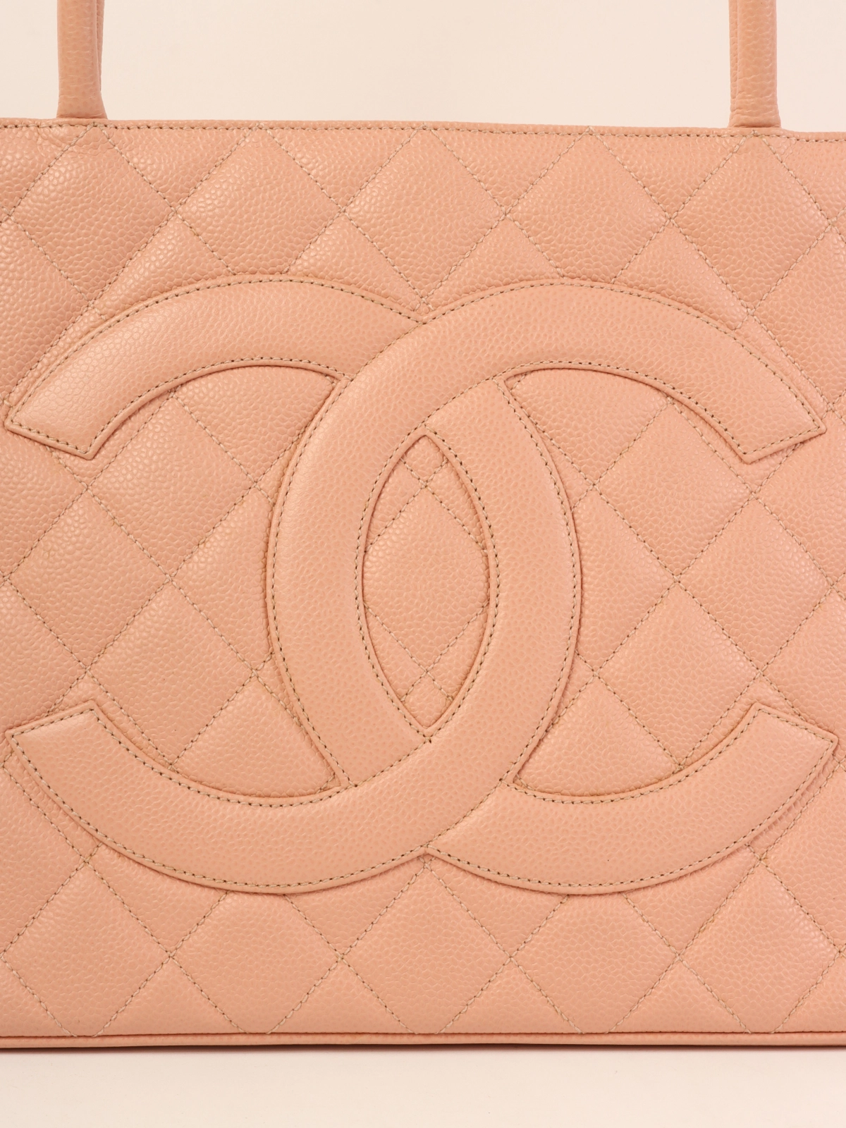 CHANEL 2000年頃製 キャビアスキンCCマークステッチ復刻トート