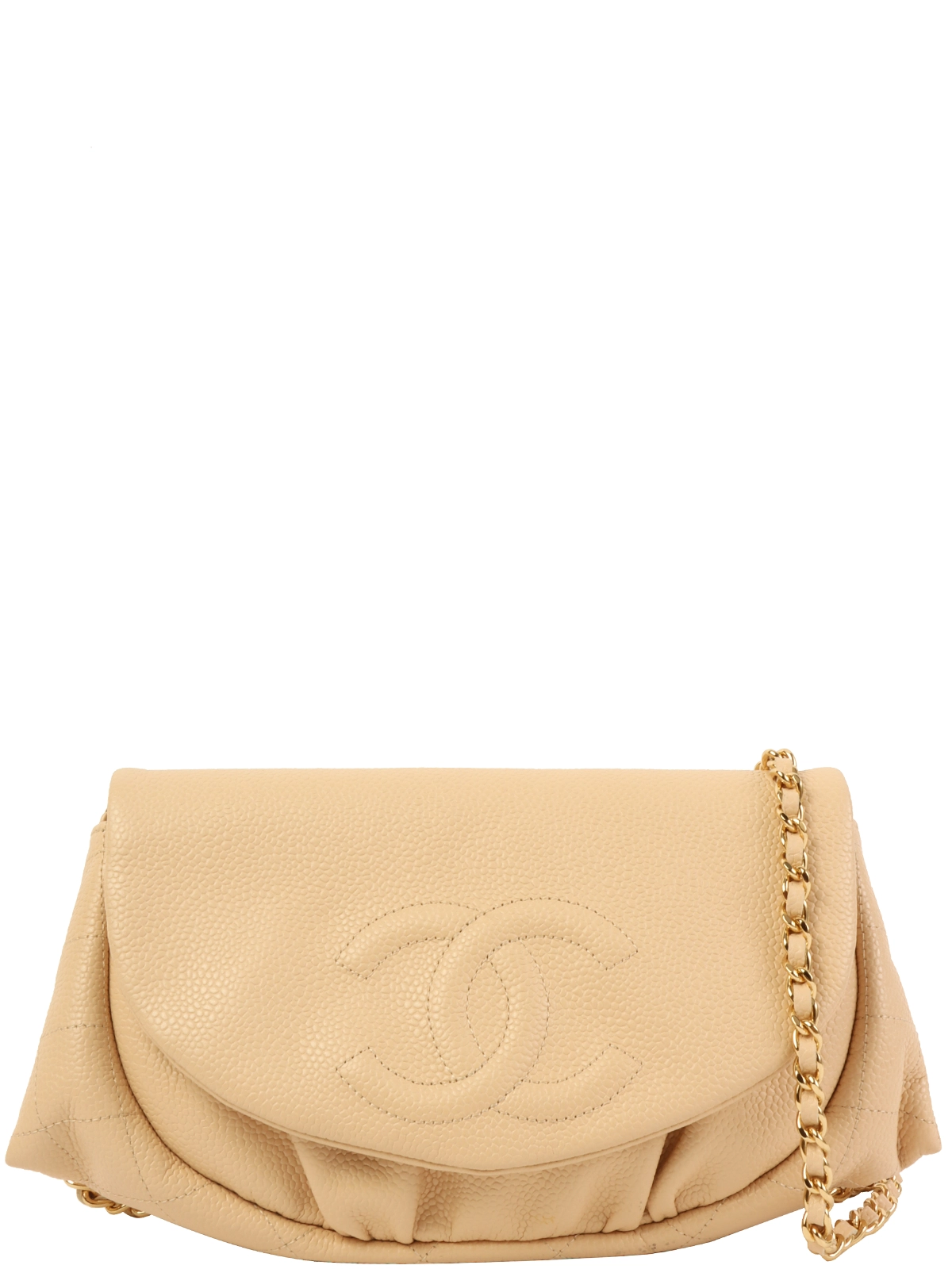 CHANEL 2012年頃製 キャビアスキンCCマークステッチチェーン