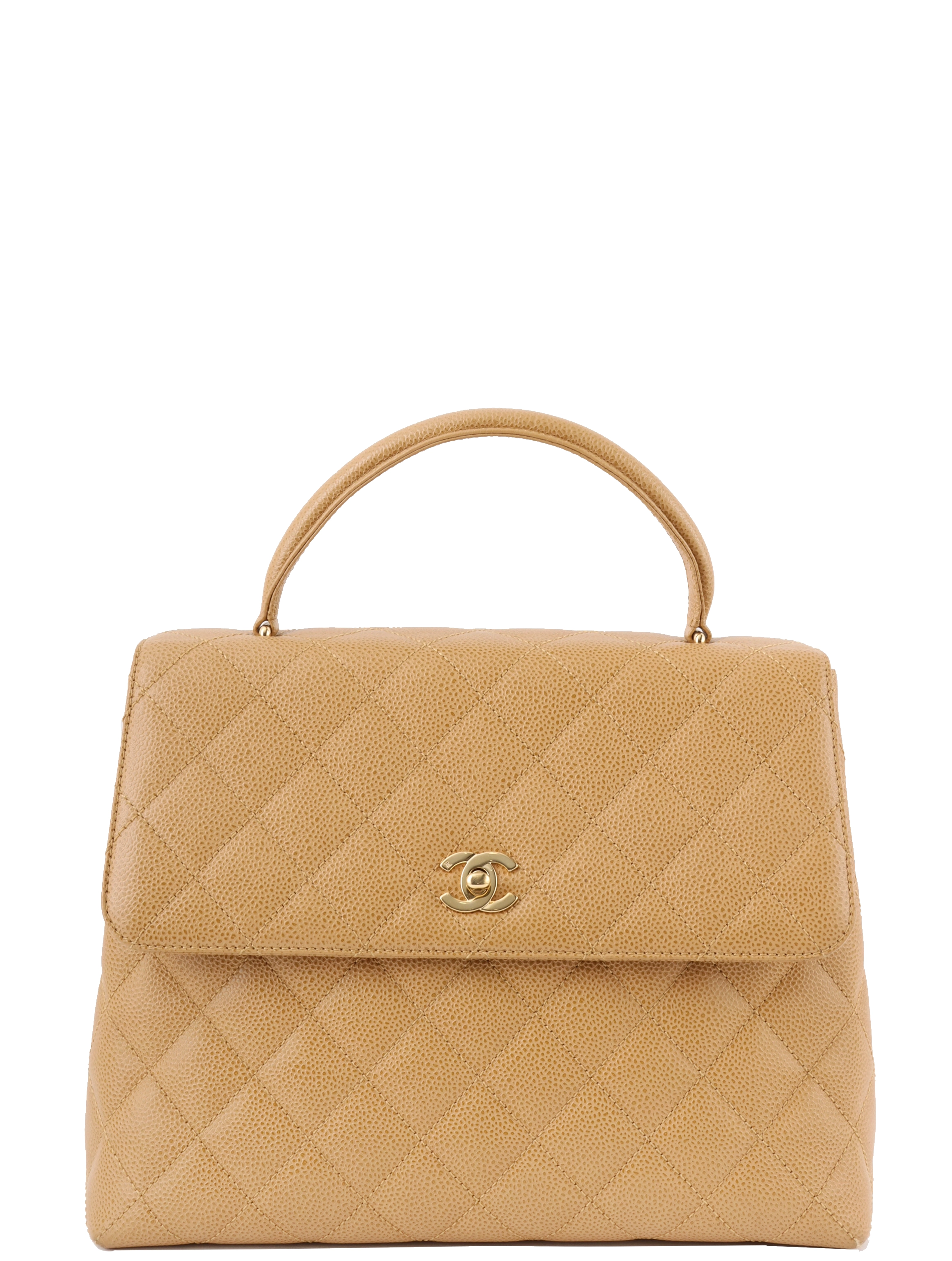 CHANEL 2000年頃製 キャビアスキンCCターンロックハンドバッグ