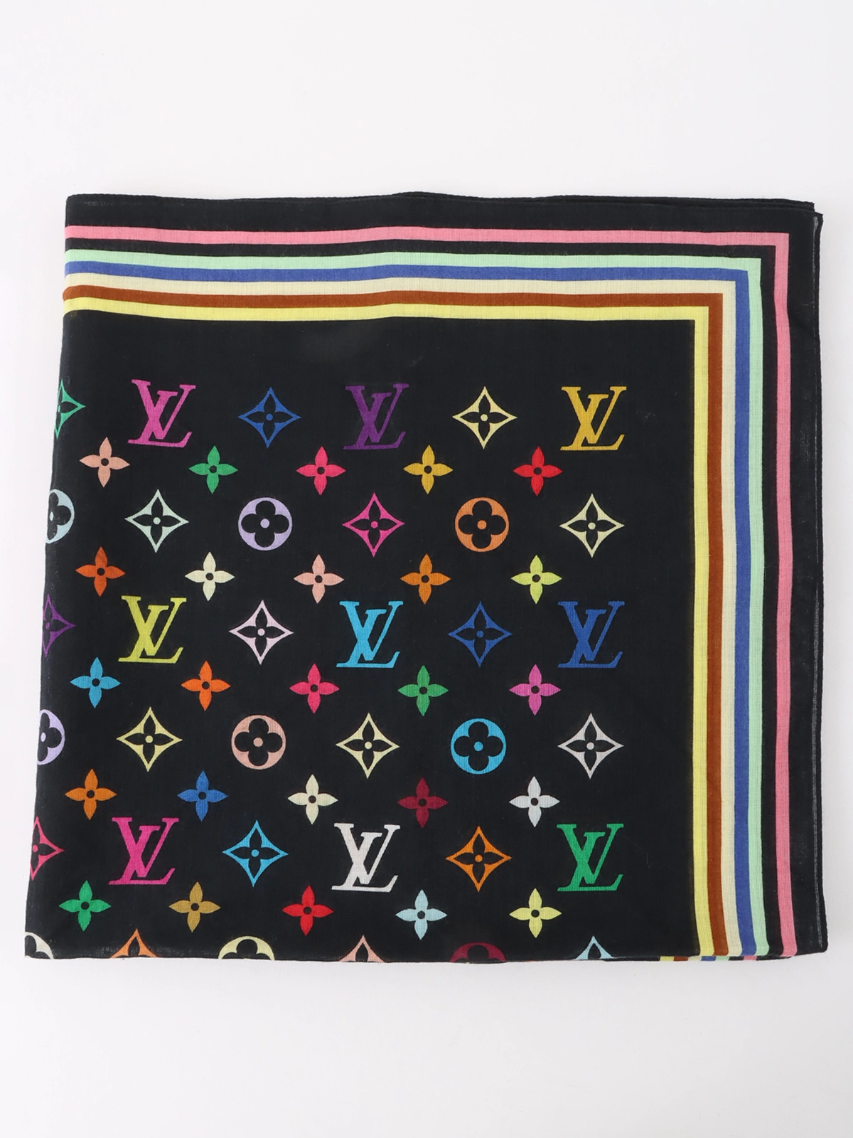 LOUIS VUITTON カラフル ハンカチ LOUIS VUITTON モノグラムマルチカラーハンカチ ブラック