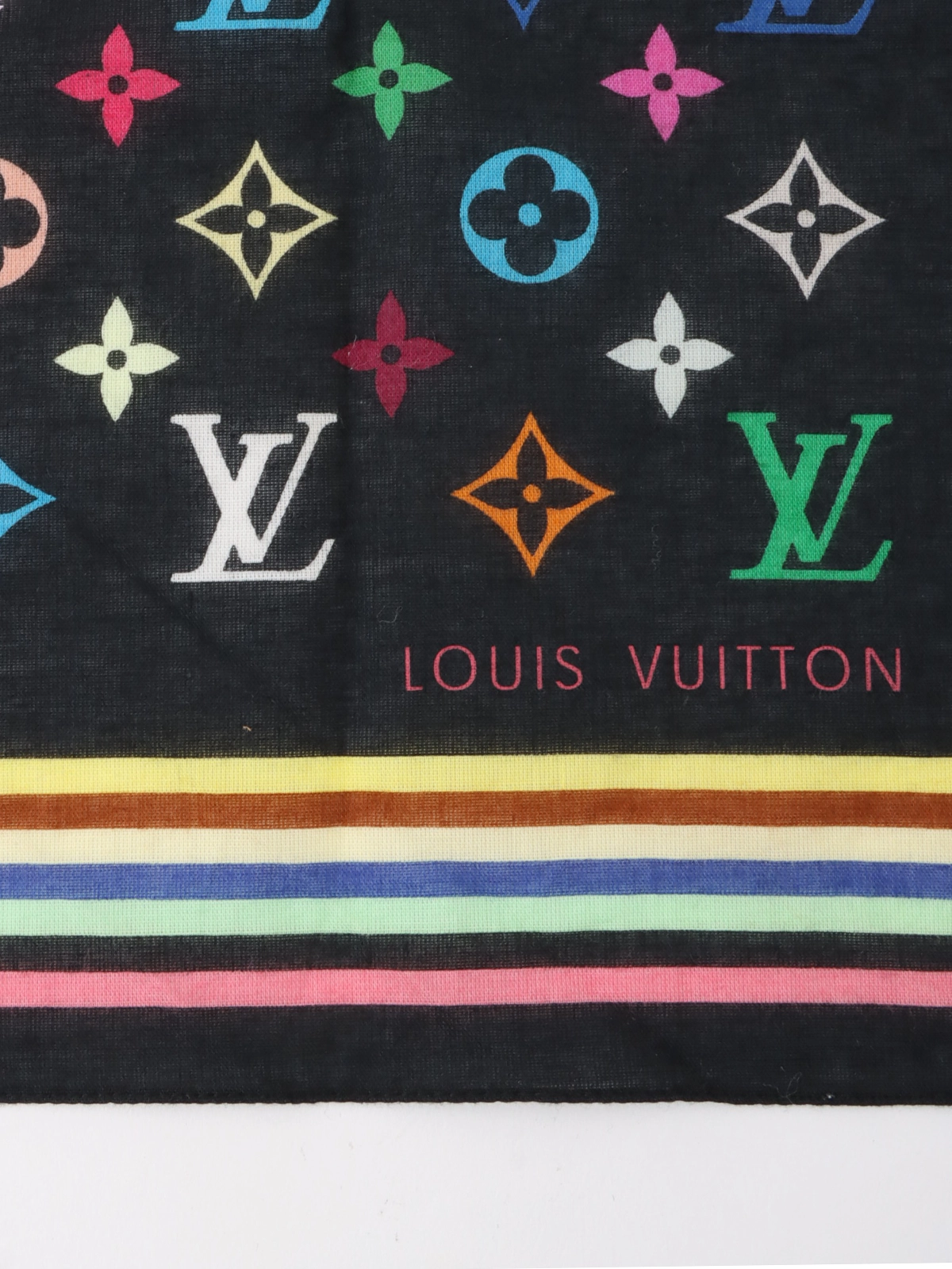 Louis Vuitton ハンカチ LOUIS VUITTON モノグラムマルチカラーハンカチ ブラック