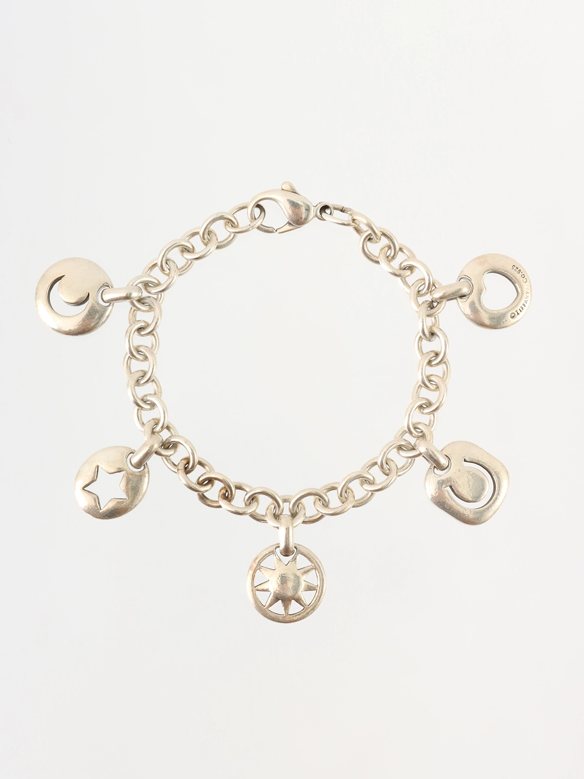 美品 TIFFANY＆Co. 5チャーム シルバーブレスレット 925 TIFFANY&Co. ティファニー 5チャーム ブレスレット エルサ