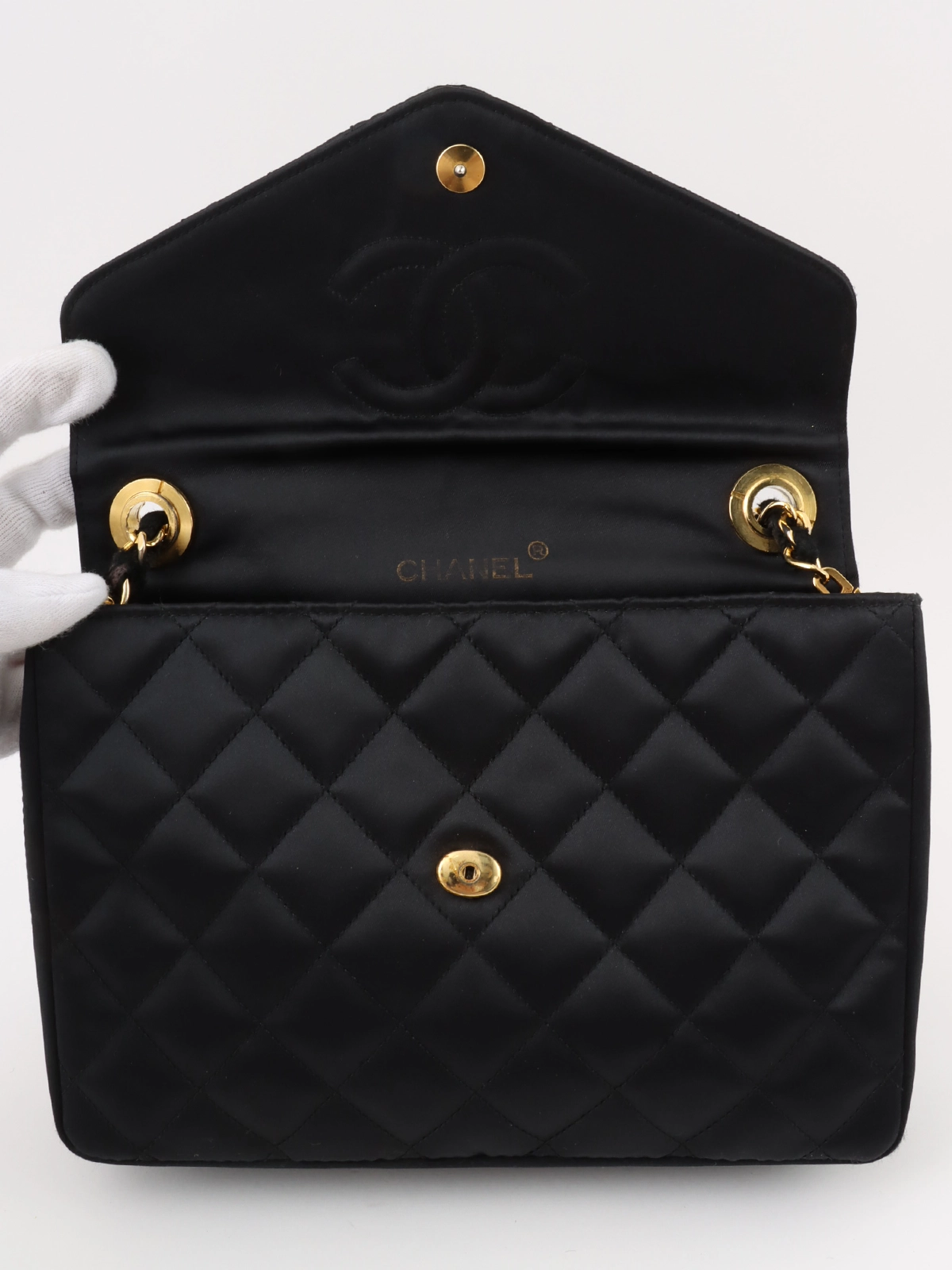 CHANEL 1985〜1990年頃製 シルクサテンラインストーンCCマーク