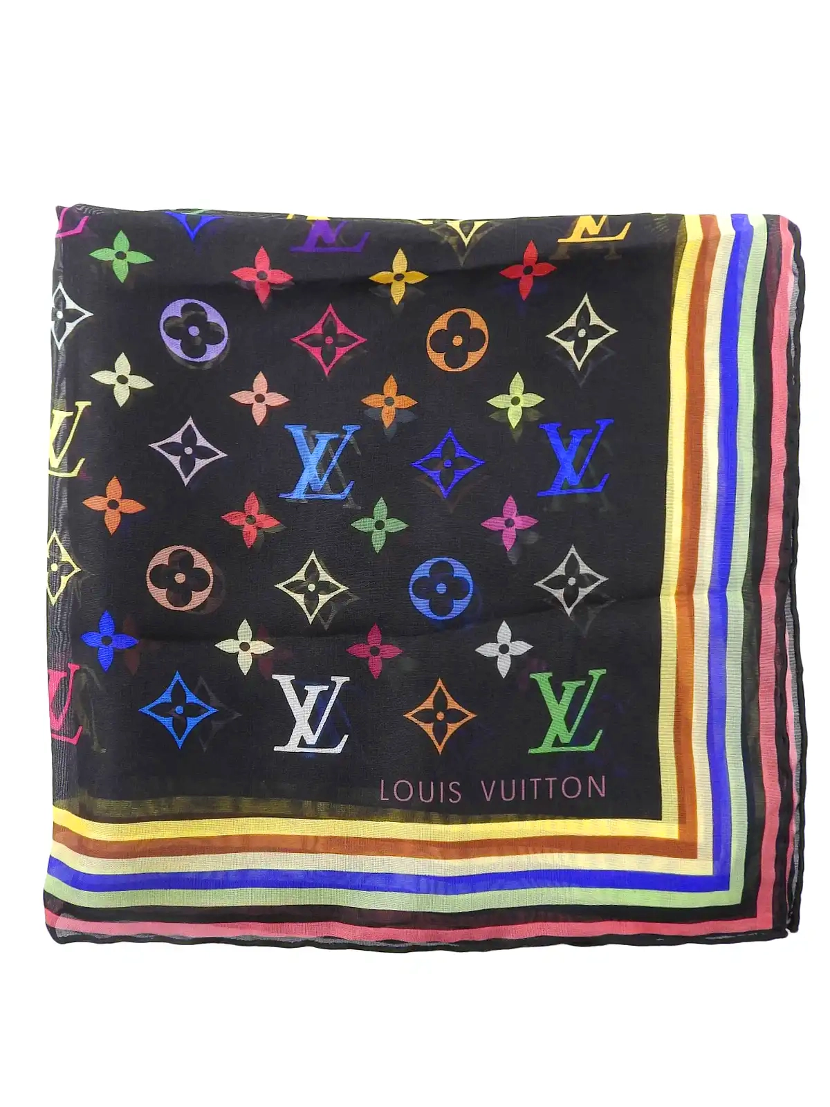 LOUIS VUITTON モノグラムマルチカラーハンカチ ブラック