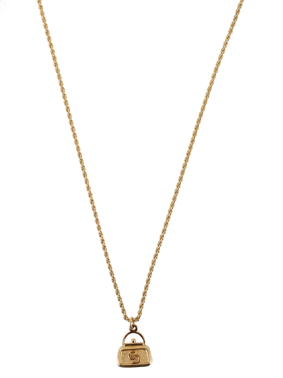 Dior ネックレス バッグモチーフ DIOR バッグモチーフロゴプレートネックレス ゴールド｜VINTAGE