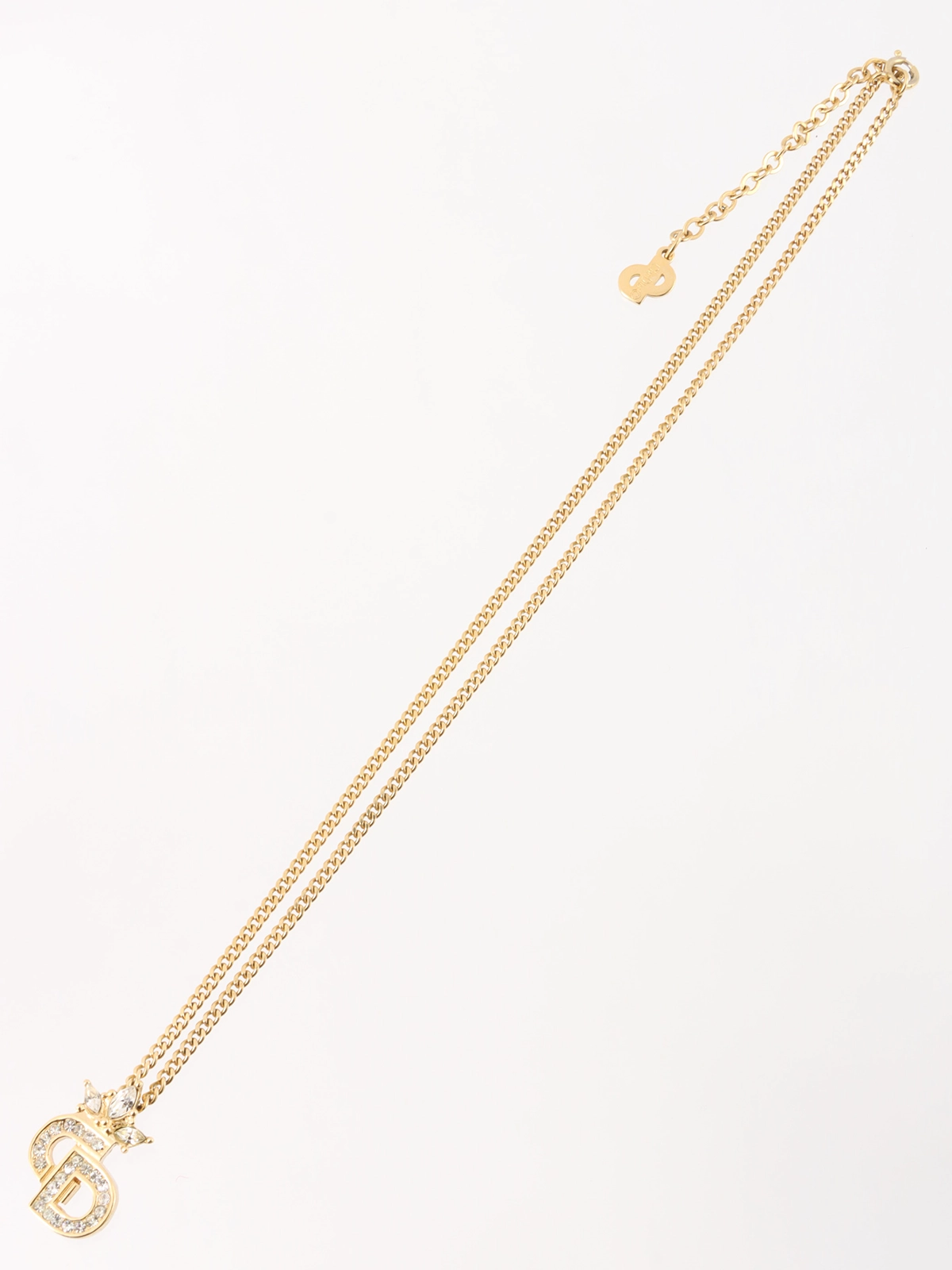 DIOR ラインストーンデザインロゴネックレス ゴールド｜VINTAGE QOO TOKYO｜ヴィンテージ クー トーキョー