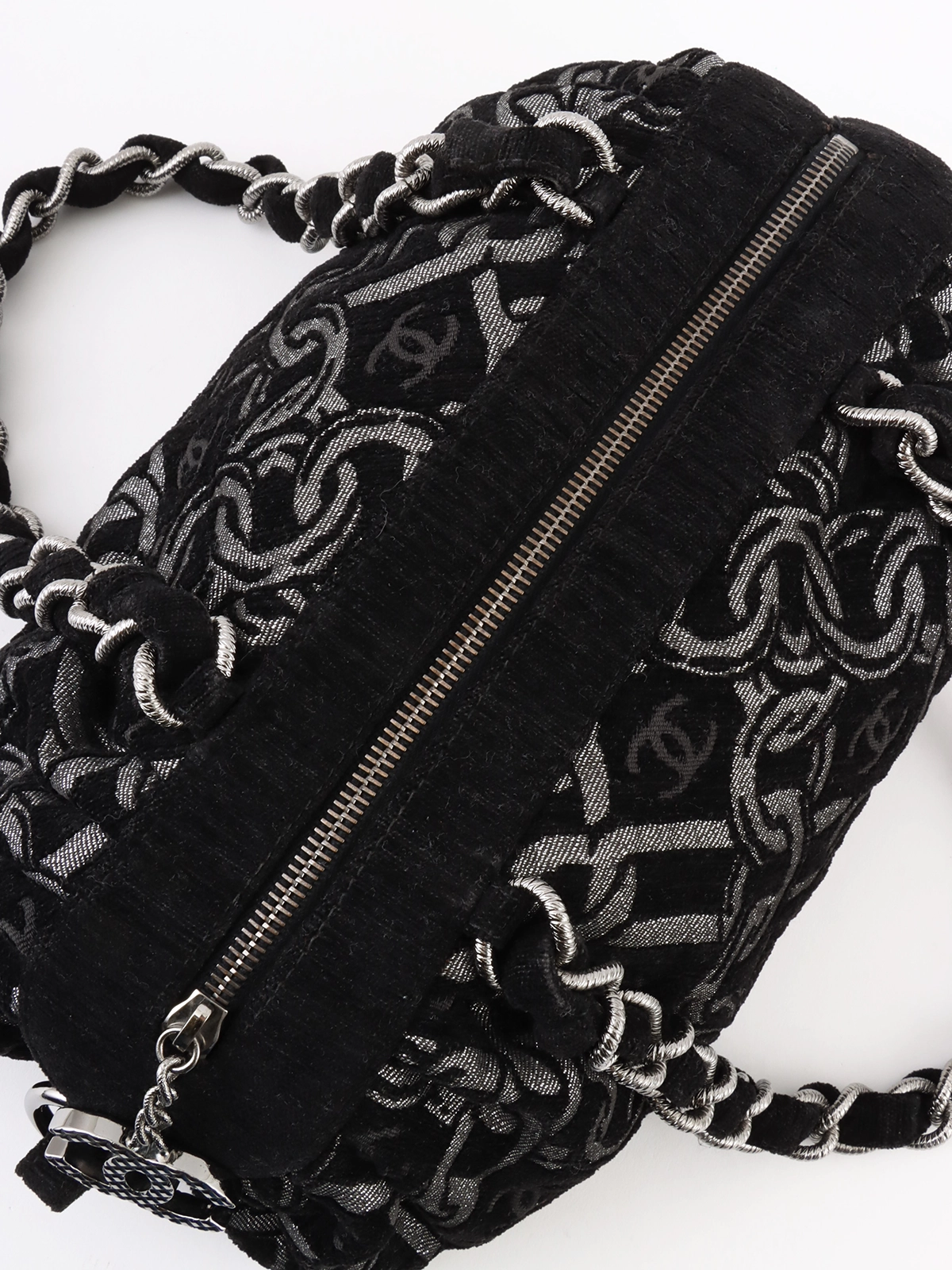 【上品かわいい♡】CHANELチェーンバッグ CCマーク CHANEL 2005年頃製 ジャガードCCマークチェーンパターンチェーン