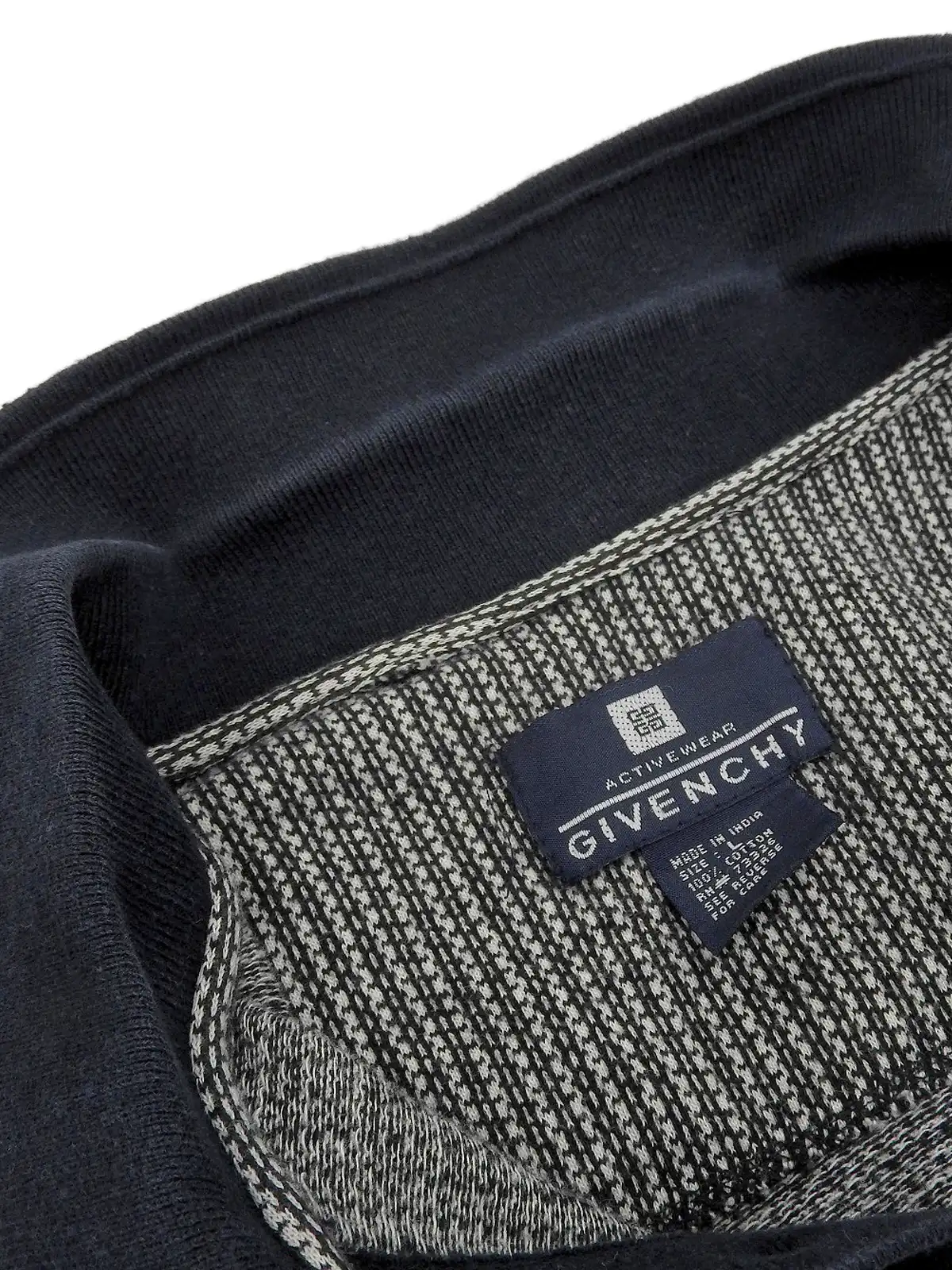 GIVENCHY ロゴ刺繍ロングスリーブポロシャツ ネイビー／ホワイト