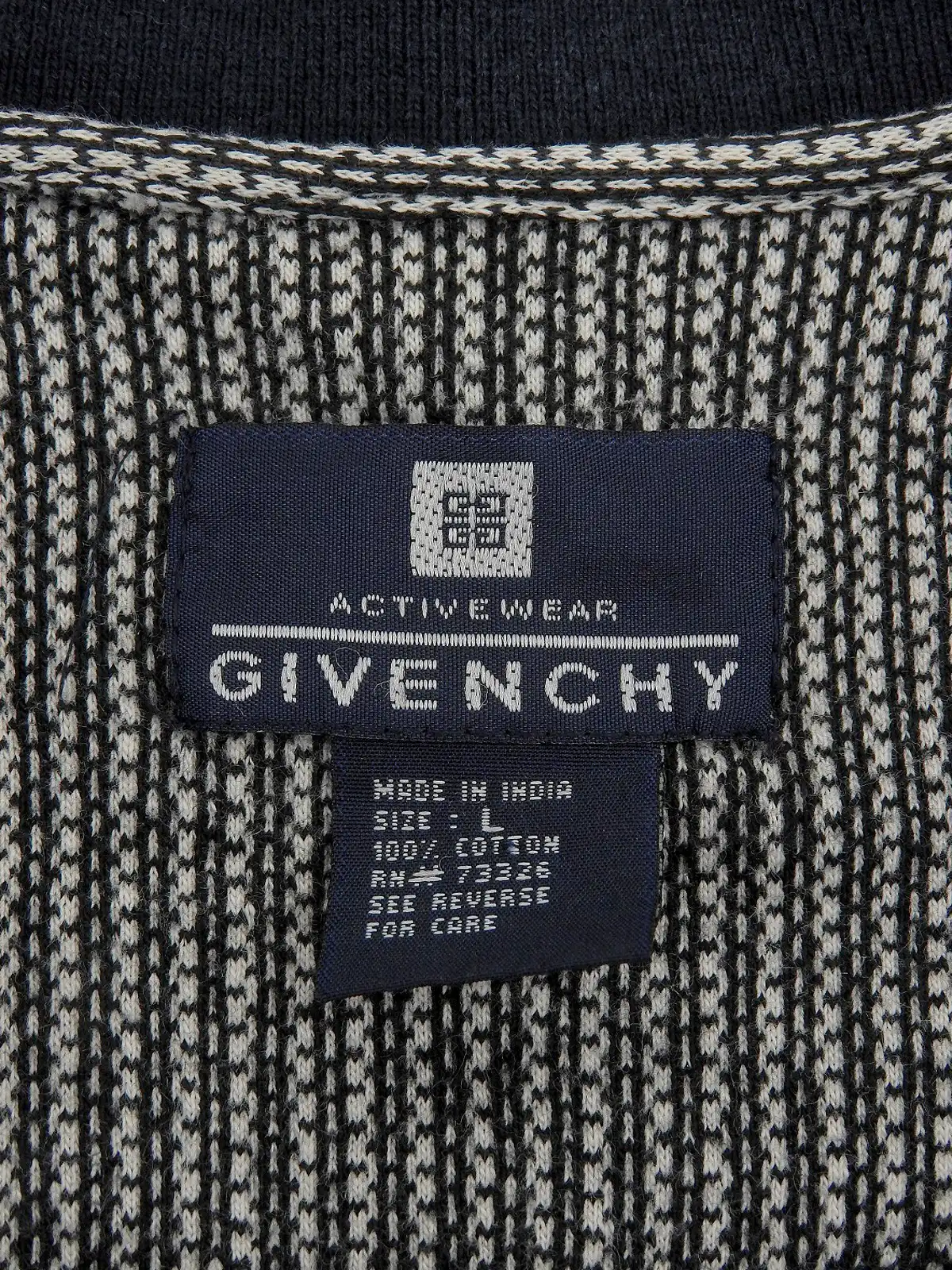 GIVENCHY ロゴ刺繍ロングスリーブポロシャツ ネイビー／ホワイト