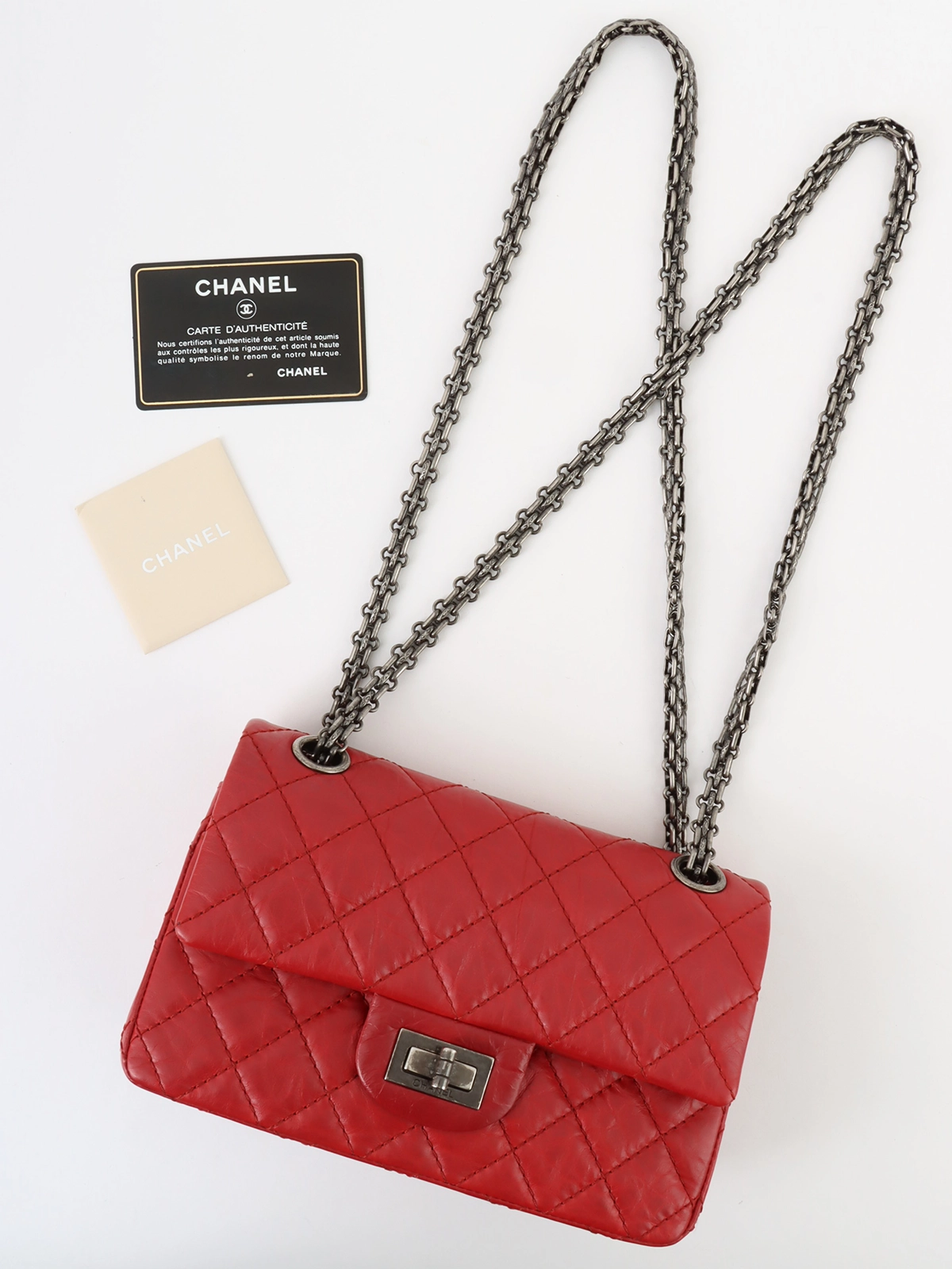 CHANEL　バッグ　 レッド CHANEL 1990年頃製 バイカラークラシックフラップチェーンバッグ
