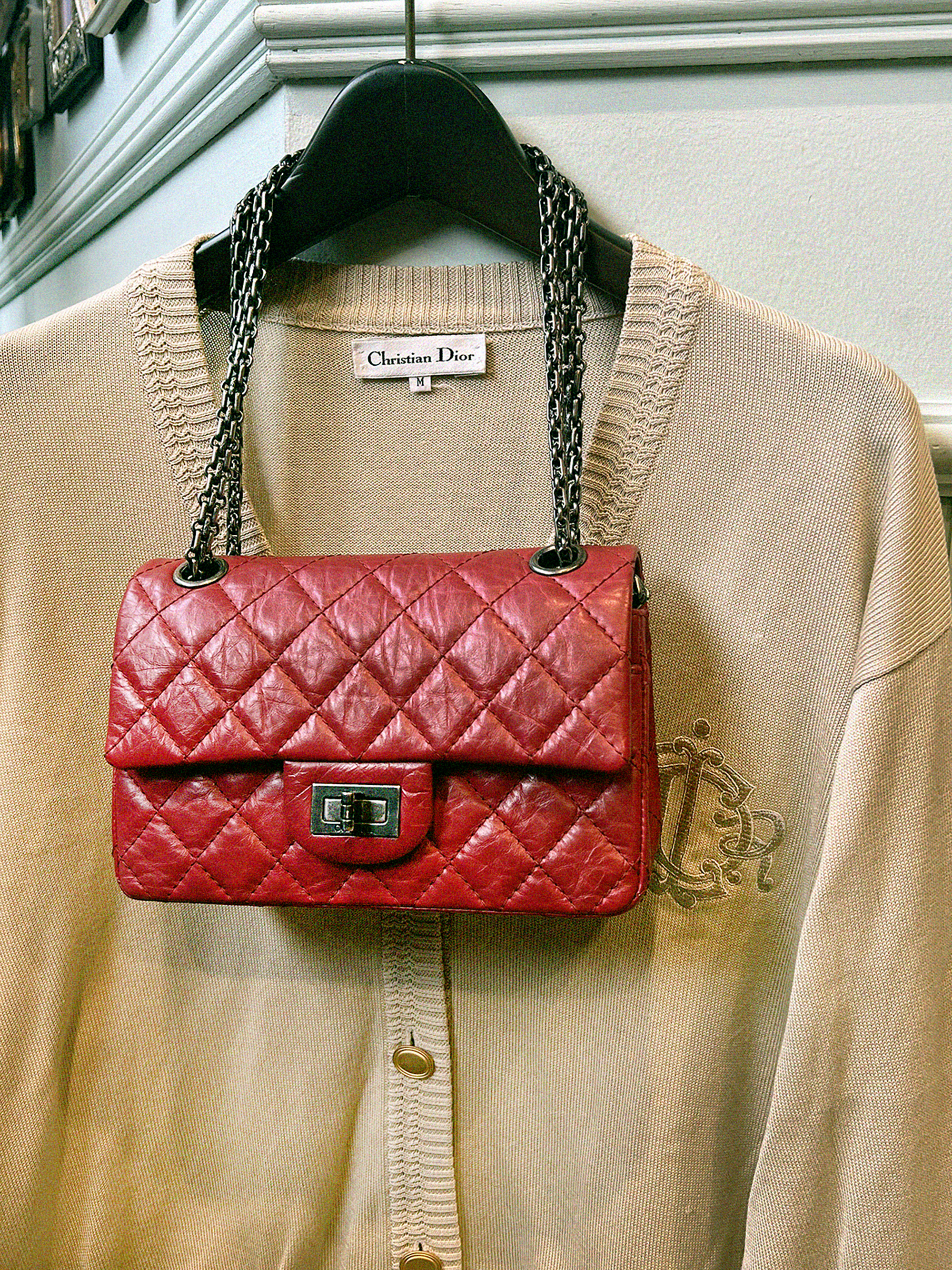VINTAGE●CHANEL●シャネル レッド チェーン ショルダーバッグ CHANEL 2014年頃製 ボーイシャネルチェーンショルダーバッグ