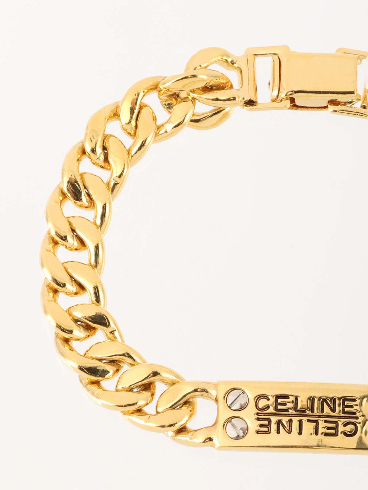 CELINE ロゴプレートチェーンブレスレット ゴールド｜VINTAGE QOO TOKYO｜ヴィンテージ クー トーキョー