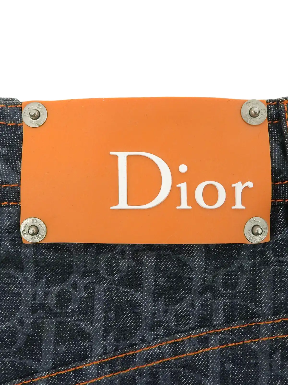 DIOR トロッターパターンデニムスカート インディゴ／オレンジ