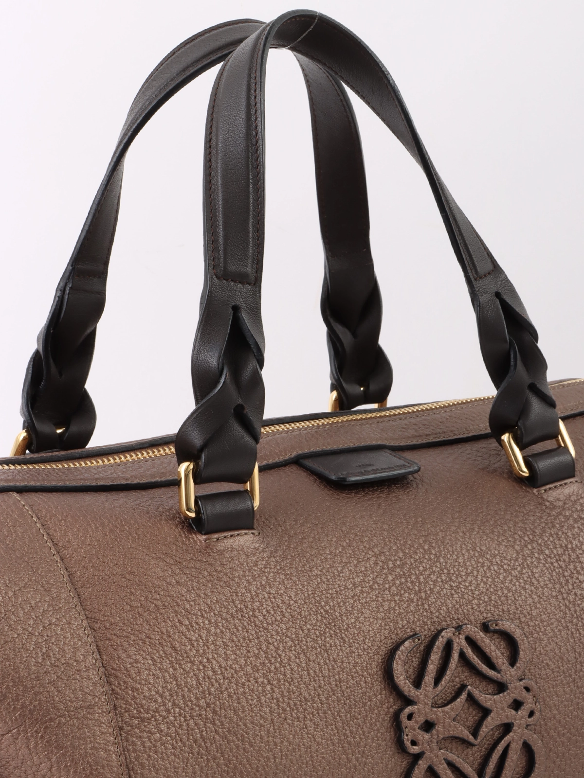 LOEWE アナグラムフスタ2way ボストンバッグ メタリックブラウン