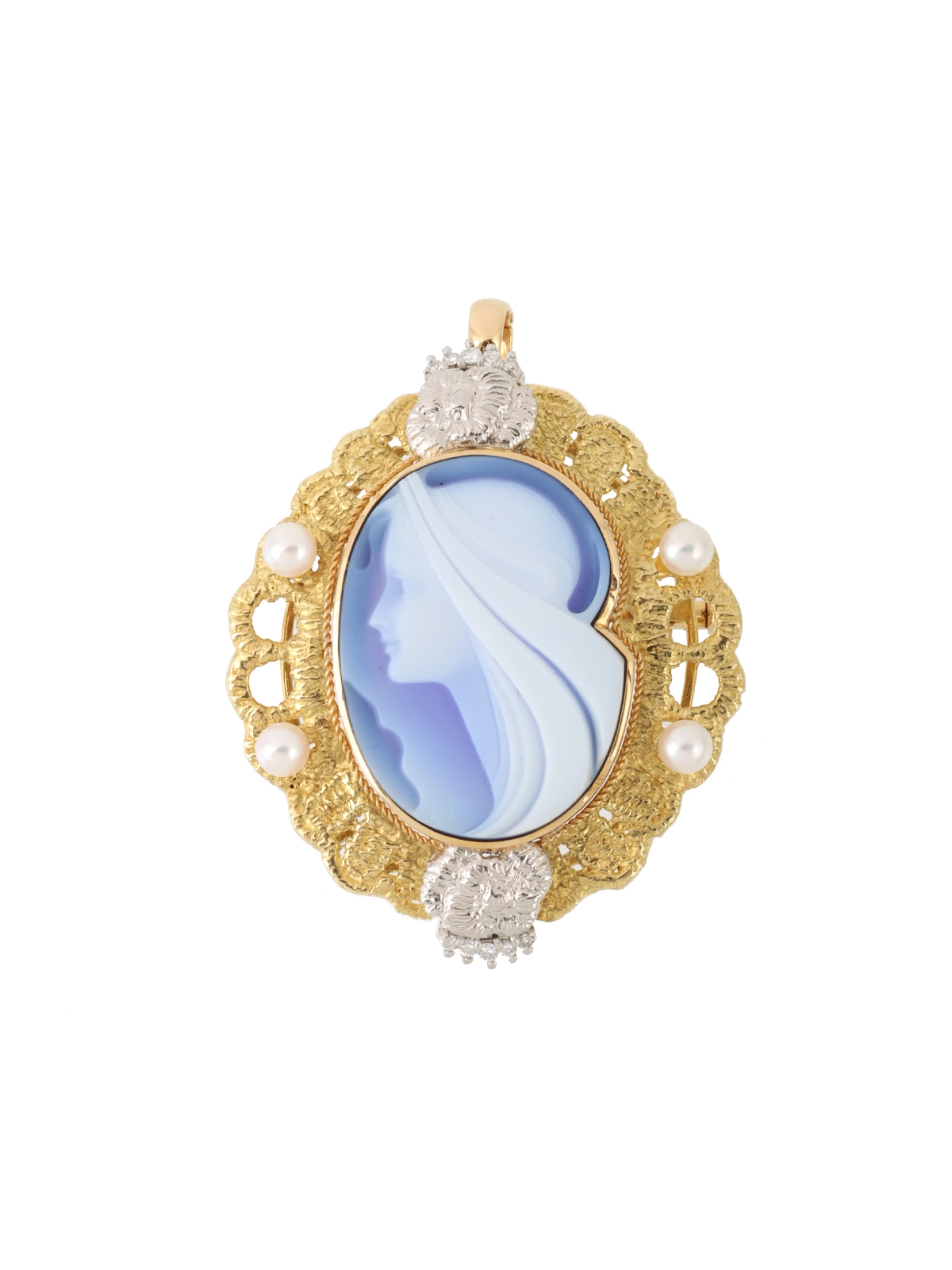 Selection Jewelry 18Kプラチナパールエルヴィンポーリーカメオ