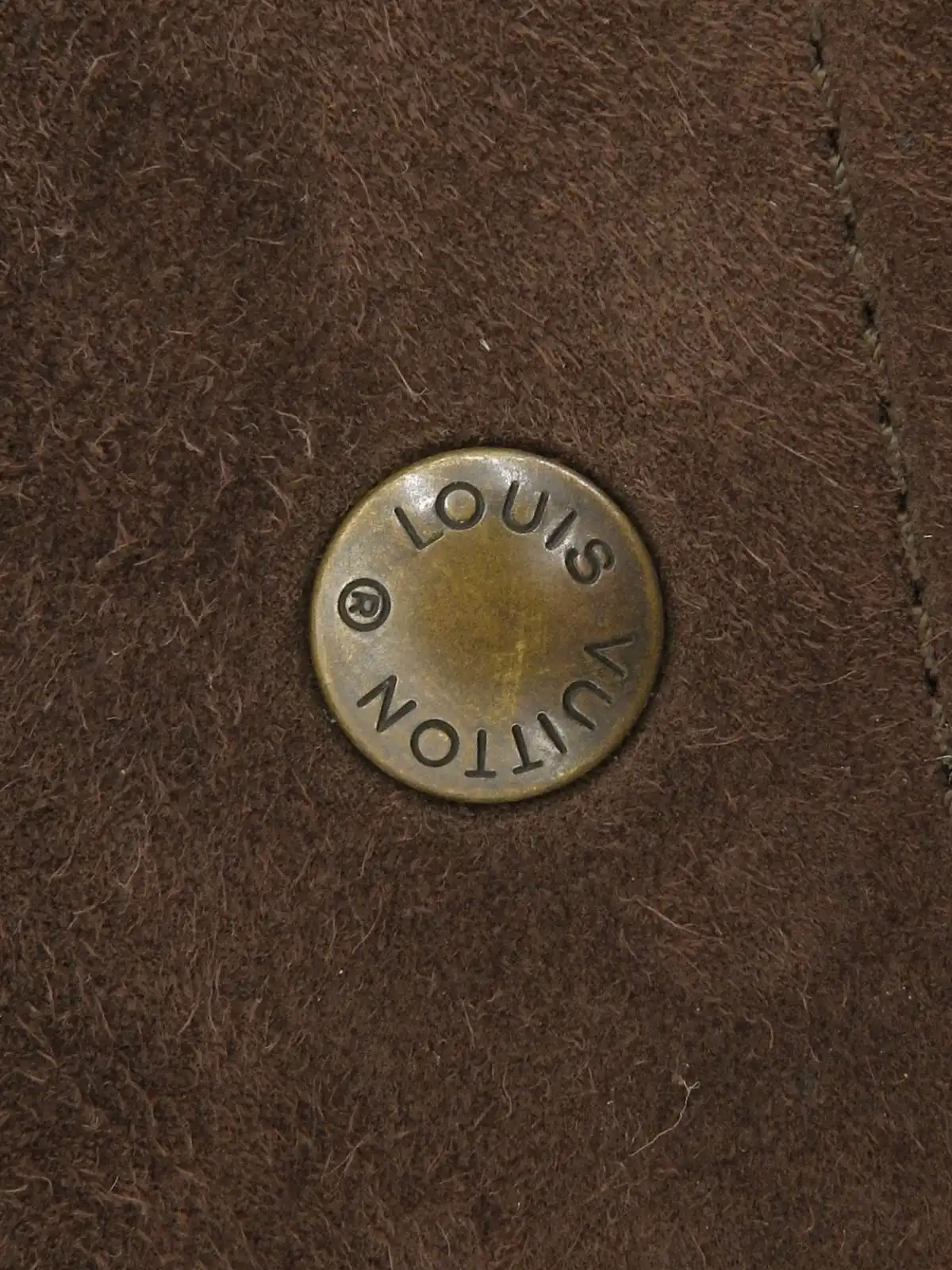 LOUIS VUITTON ロゴボタンスエードジャケット ブラウン｜VINTAGE