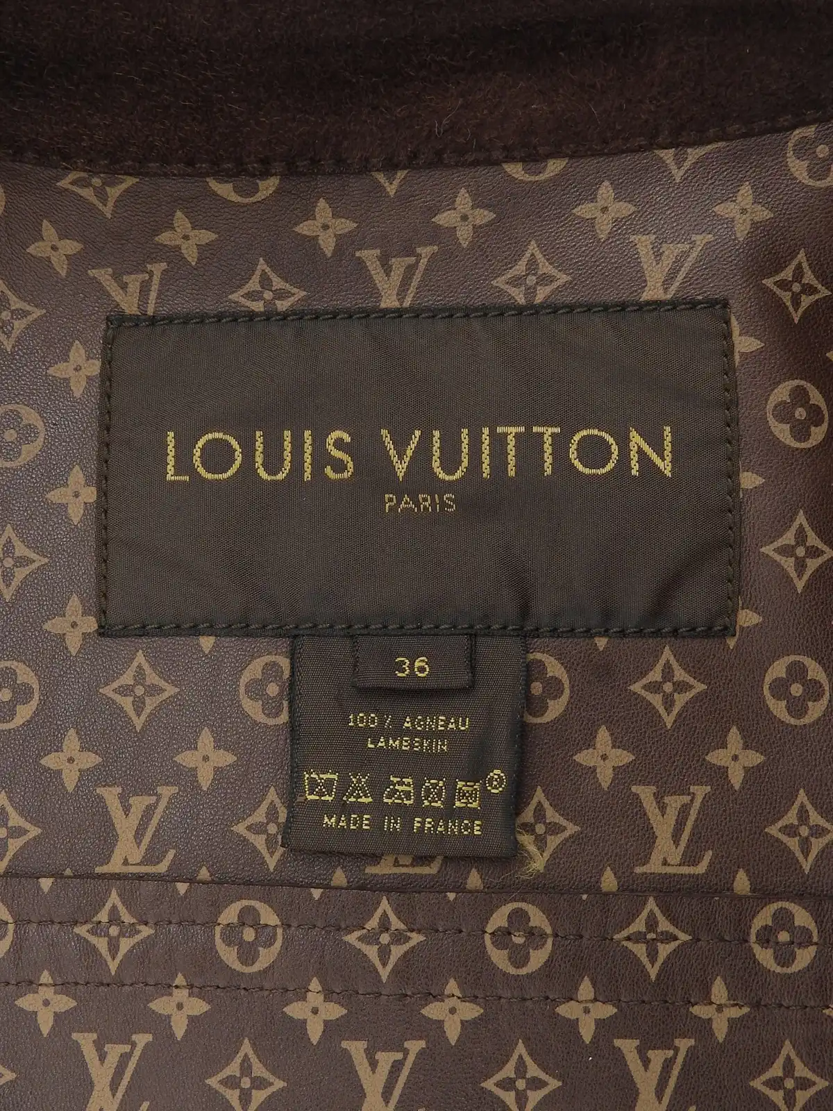 LOUIS VUITTON ロゴボタンスエードジャケット ブラウン｜VINTAGE