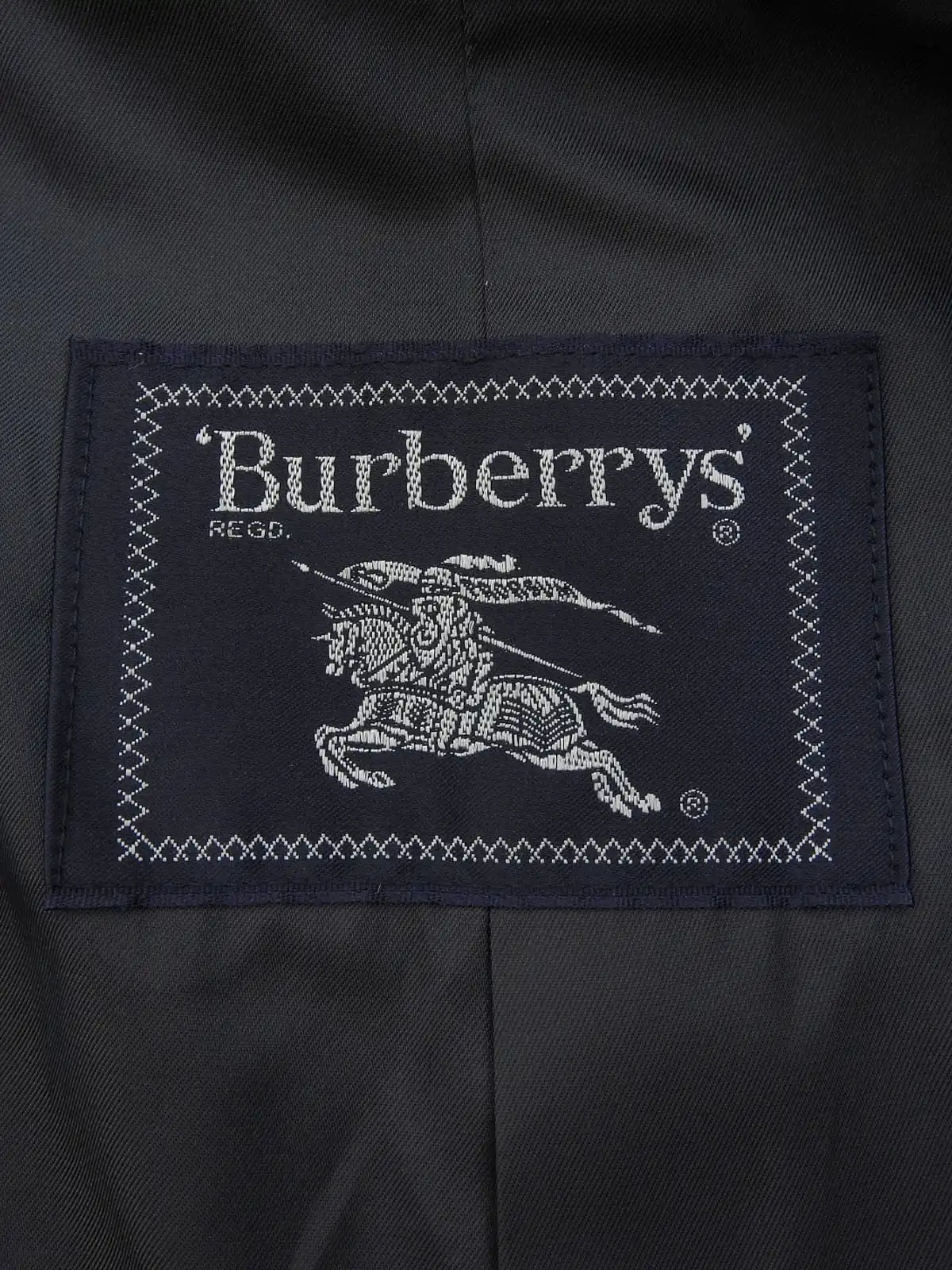 BURBERRY ヘリンボーンパターンロゴボタンロングコート ダーク