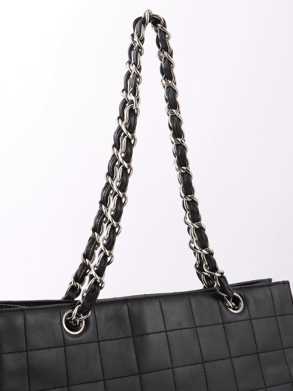 CHANEL 2005年頃製 チョコバーロゴがま口チェーントートバッグ