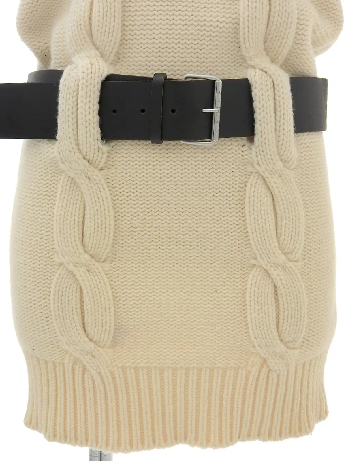 【海外限定】 CELINE カシミアロゴベルトニットワンピース アイボリー トップス