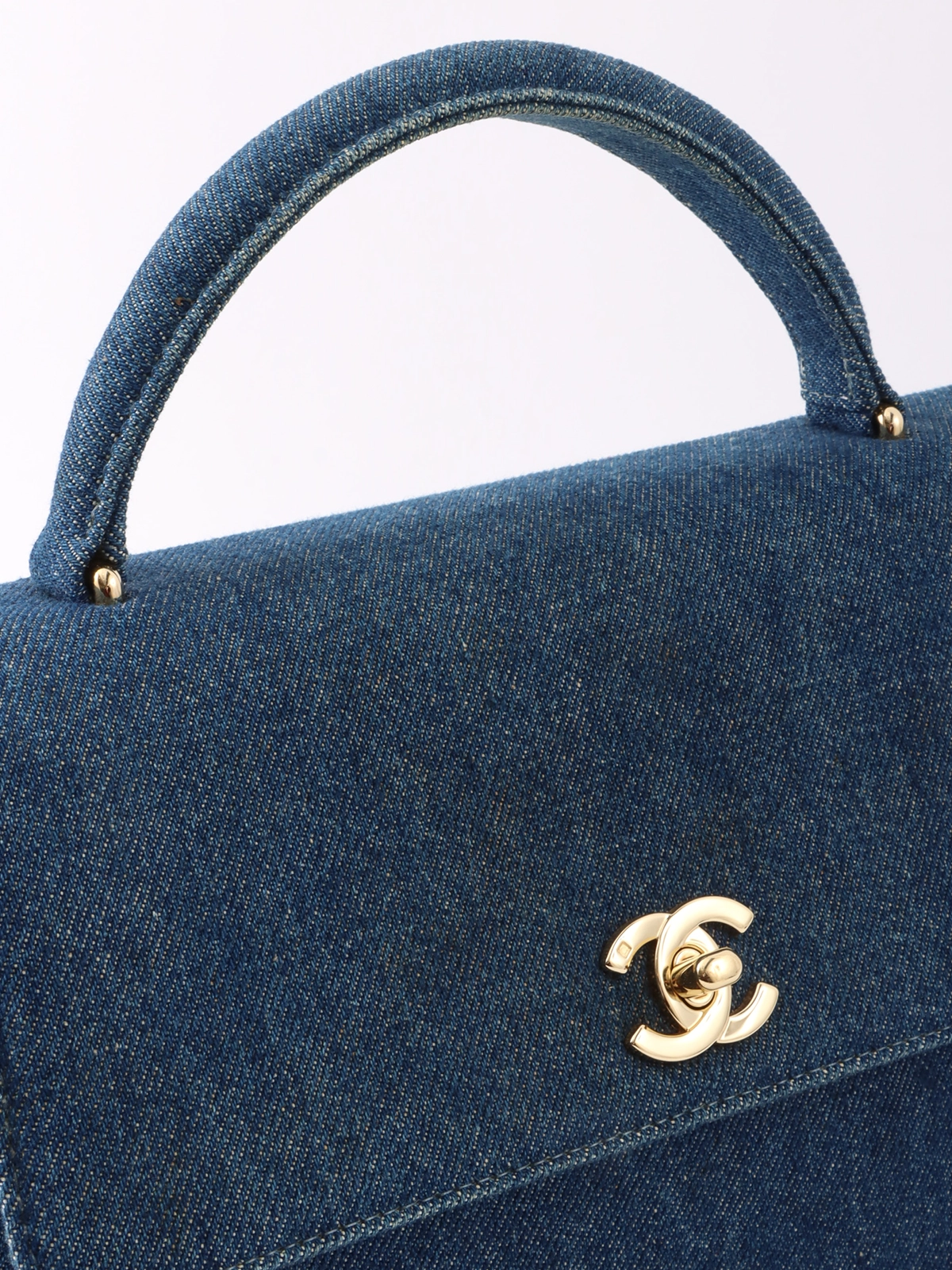 CHANEL 1998年頃製 デニムCCターンロックハンドバッグ CHANEL 1998年頃製 デニムCCターンロックハンドバッグ
