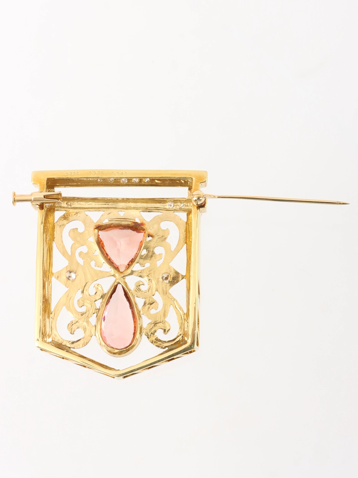 Selection Jewelry 18Kトルマリンダイヤモンドデザインブローチ